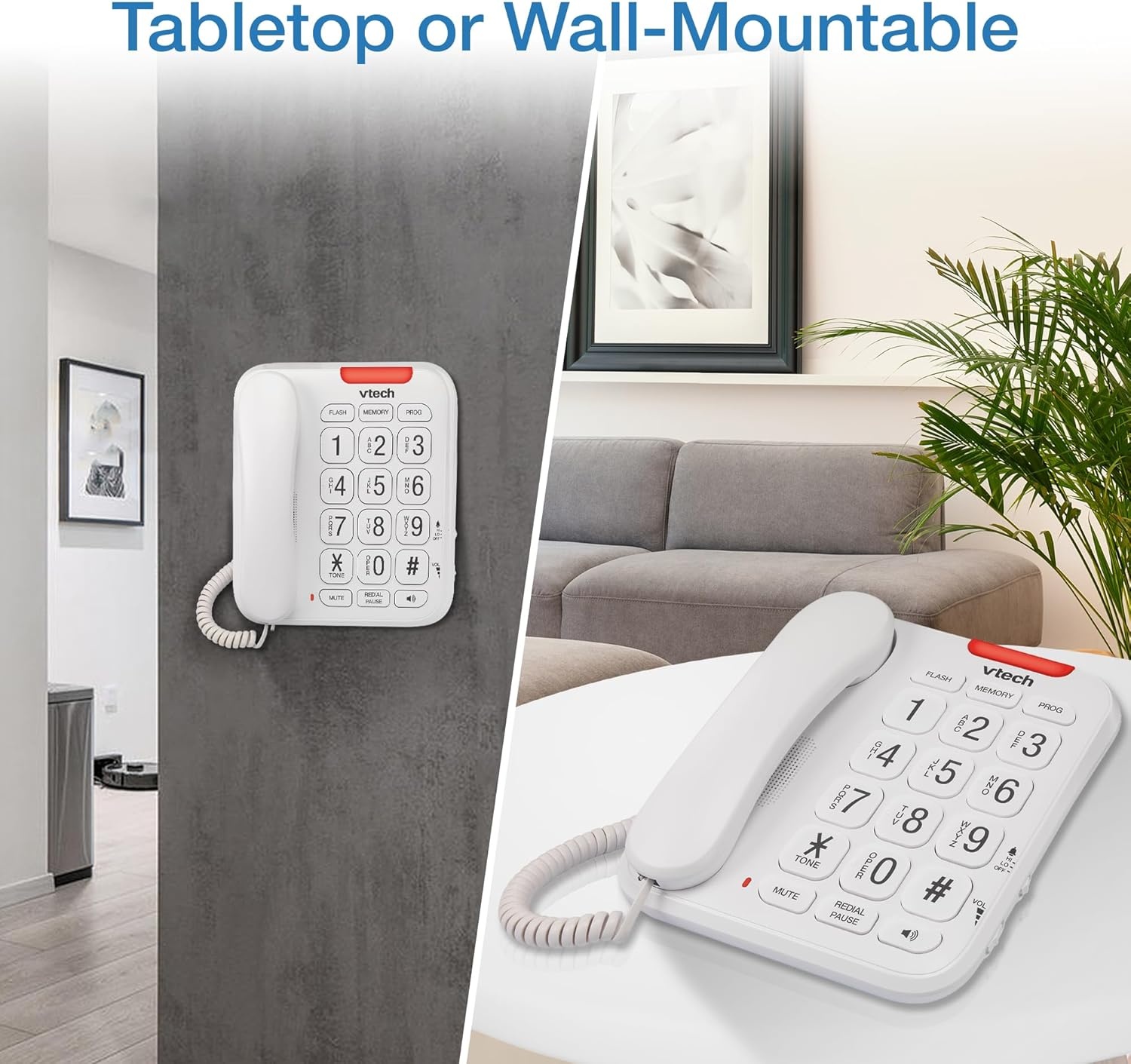 image:imageVTech SN1127 Amplified Corded Senior Phone with Answering Machine 8 Photo Speed Dial 90dB Loud Ringer Big ButtonsCordedSN1107