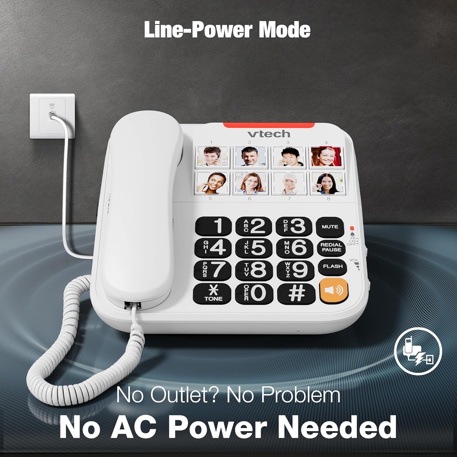 image:imageVTech SN1127 Amplified Corded Senior Phone with Answering Machine 8 Photo Speed Dial 90dB Loud Ringer Big ButtonsCordedSN1117