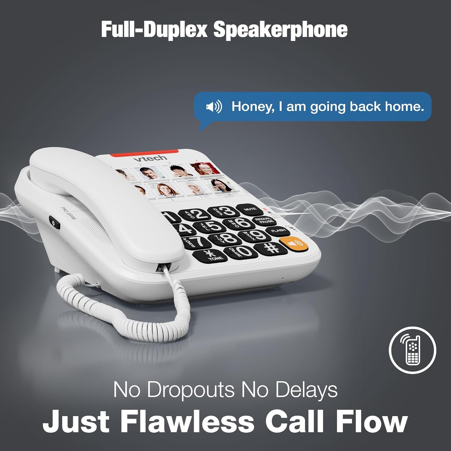 image:imageVTech SN1127 Amplified Corded Senior Phone with Answering Machine 8 Photo Speed Dial 90dB Loud Ringer Big ButtonsCordedSN1117
