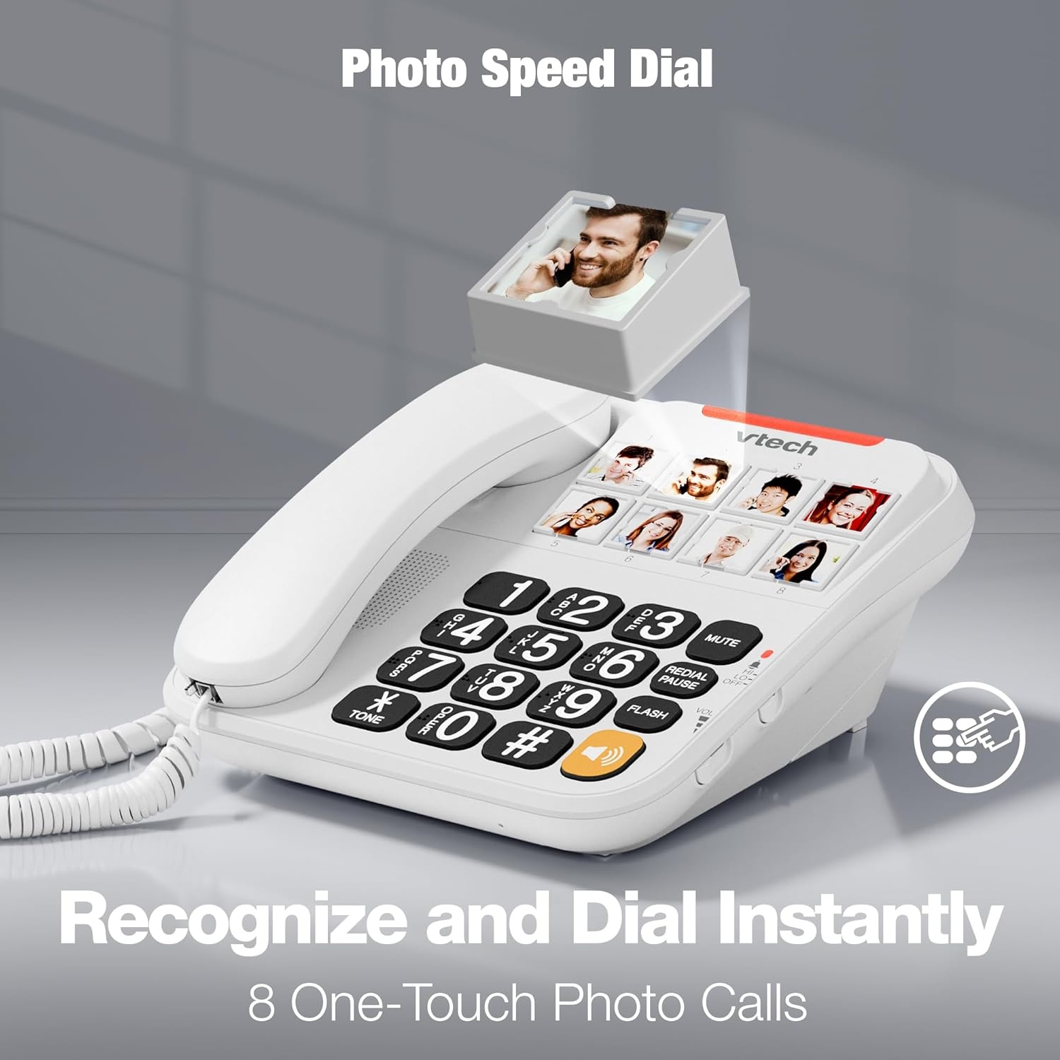 image:imageVTech SN1127 Amplified Corded Senior Phone with Answering Machine 8 Photo Speed Dial 90dB Loud Ringer Big ButtonsCordedSN1117