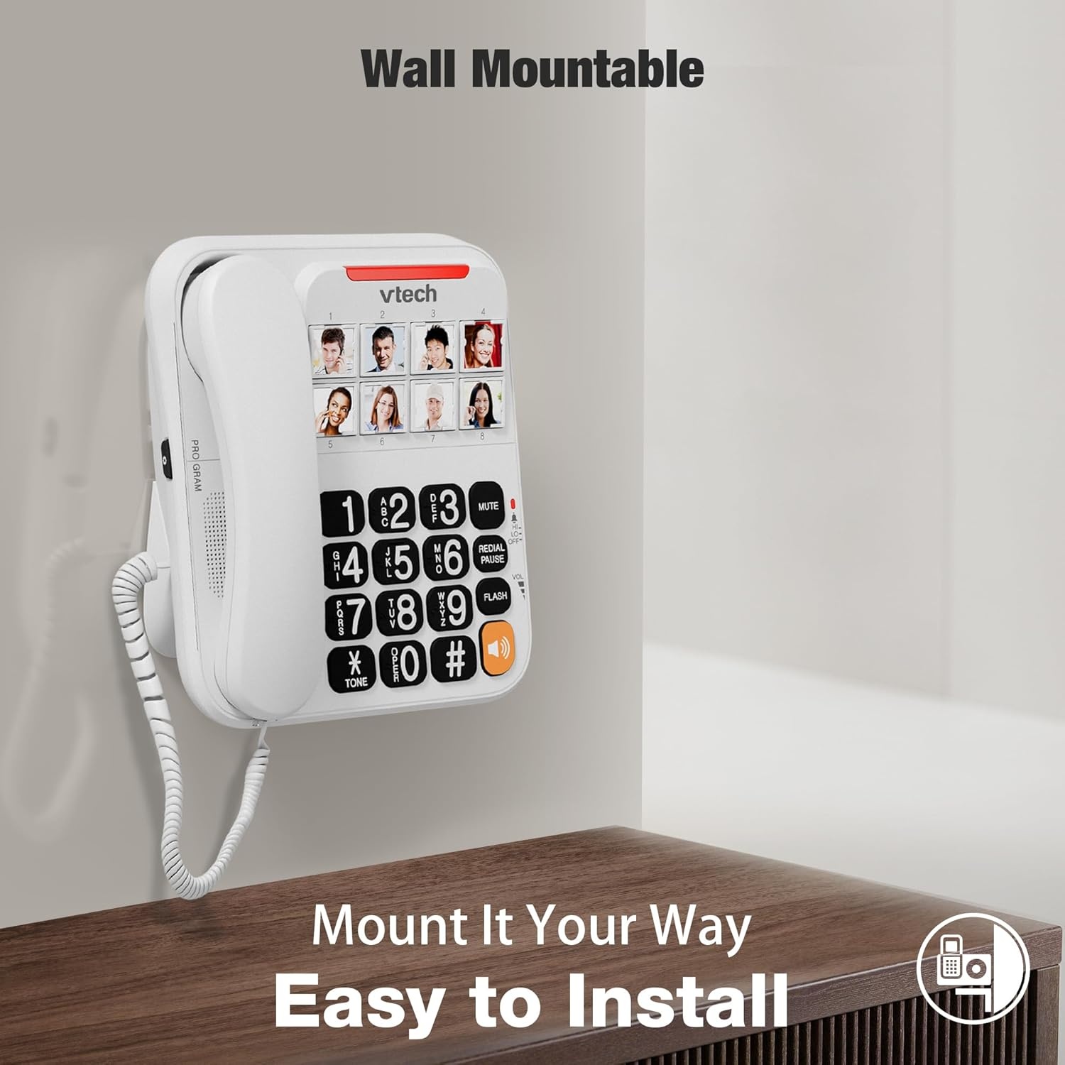 image:imageVTech SN1127 Amplified Corded Senior Phone with Answering Machine 8 Photo Speed Dial 90dB Loud Ringer Big ButtonsCordedSN1117