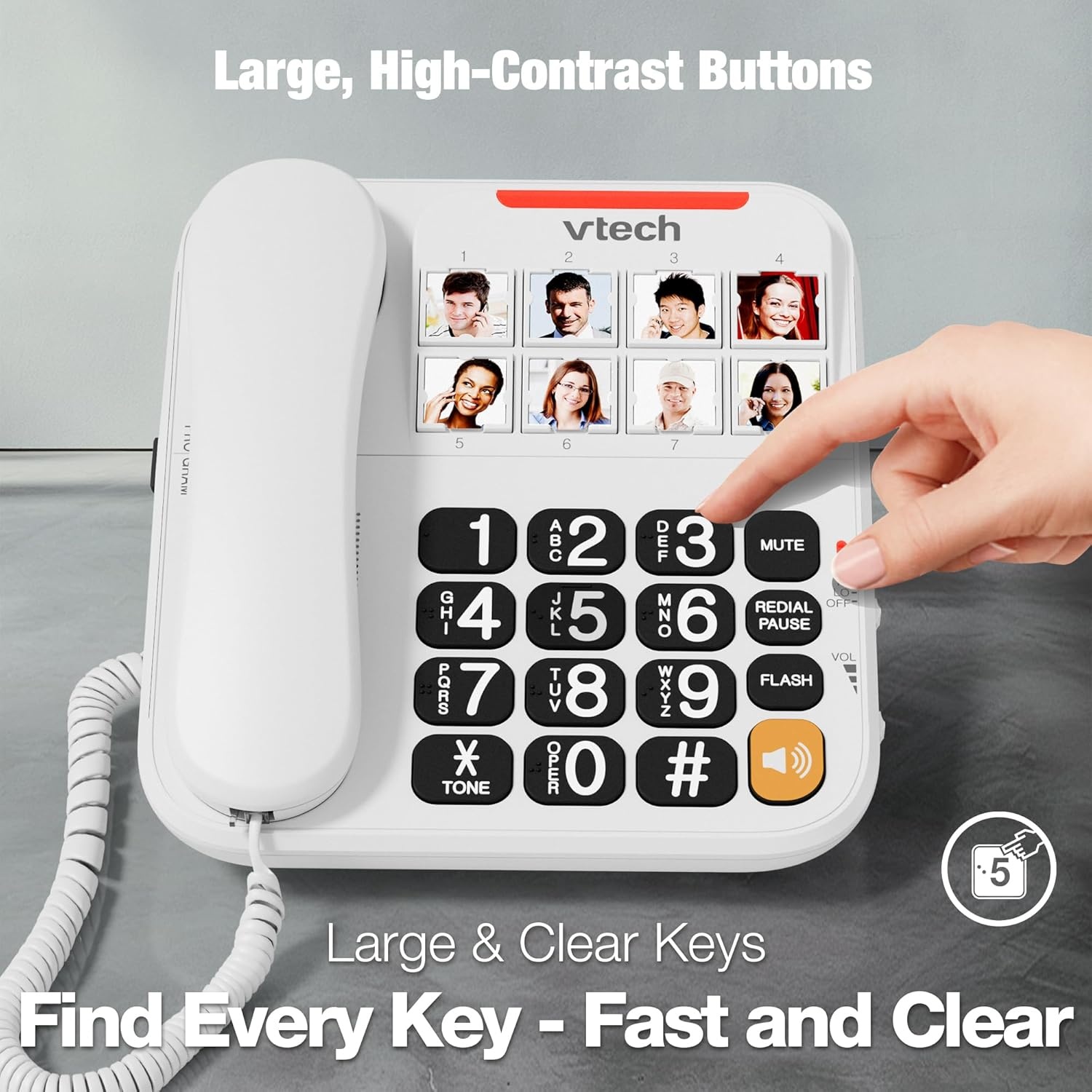 image:imageVTech SN1127 Amplified Corded Senior Phone with Answering Machine 8 Photo Speed Dial 90dB Loud Ringer Big ButtonsCordedSN1117