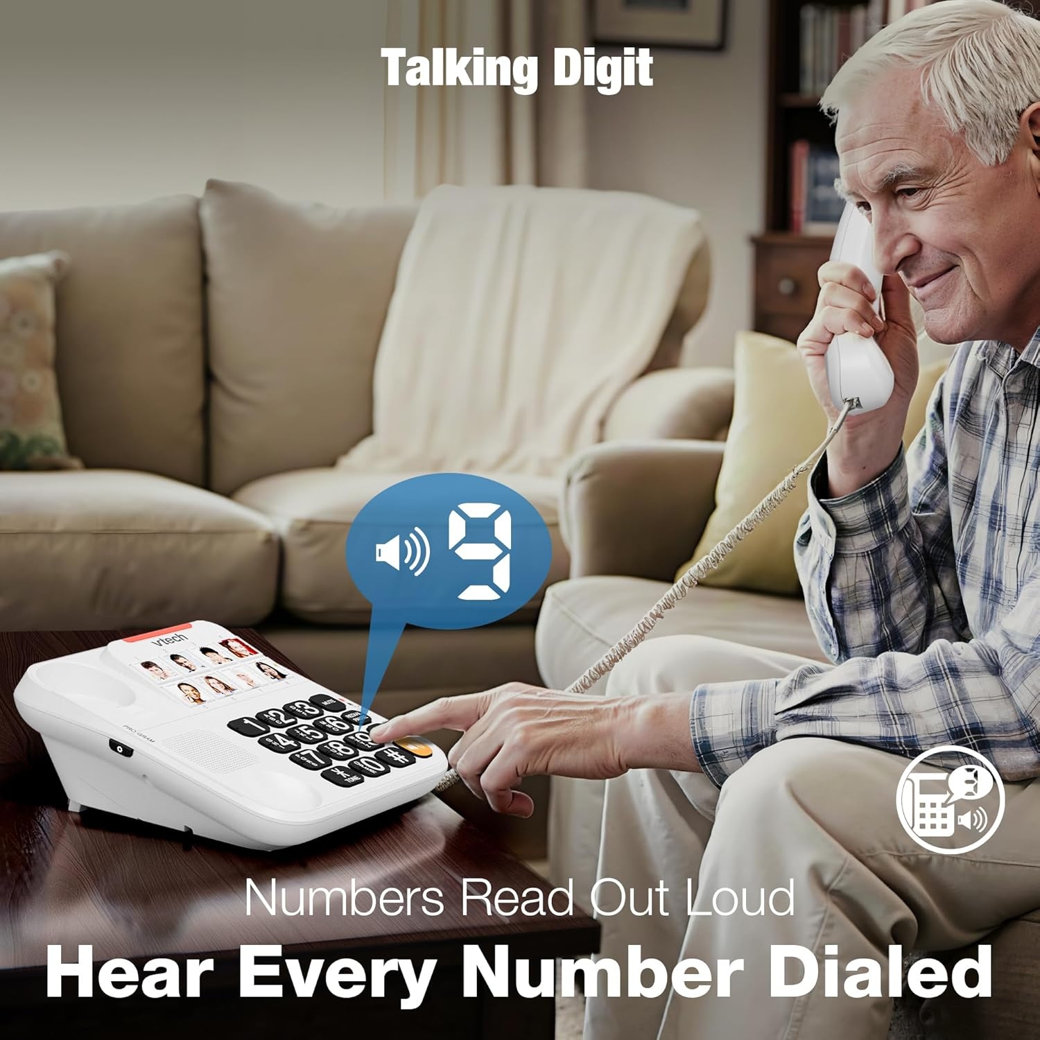 image:imageVTech SN1127 Amplified Corded Senior Phone with Answering Machine 8 Photo Speed Dial 90dB Loud Ringer Big ButtonsCordedSN1117
