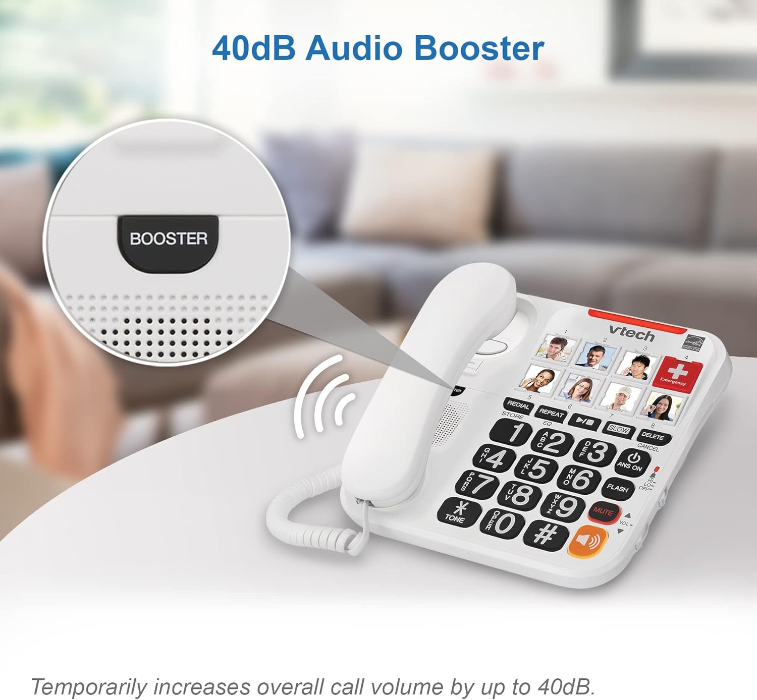 image:imageVTech SN1127 Amplified Corded Senior Phone with Answering Machine 8 Photo Speed Dial 90dB Loud Ringer Big ButtonsCordedSN1127
