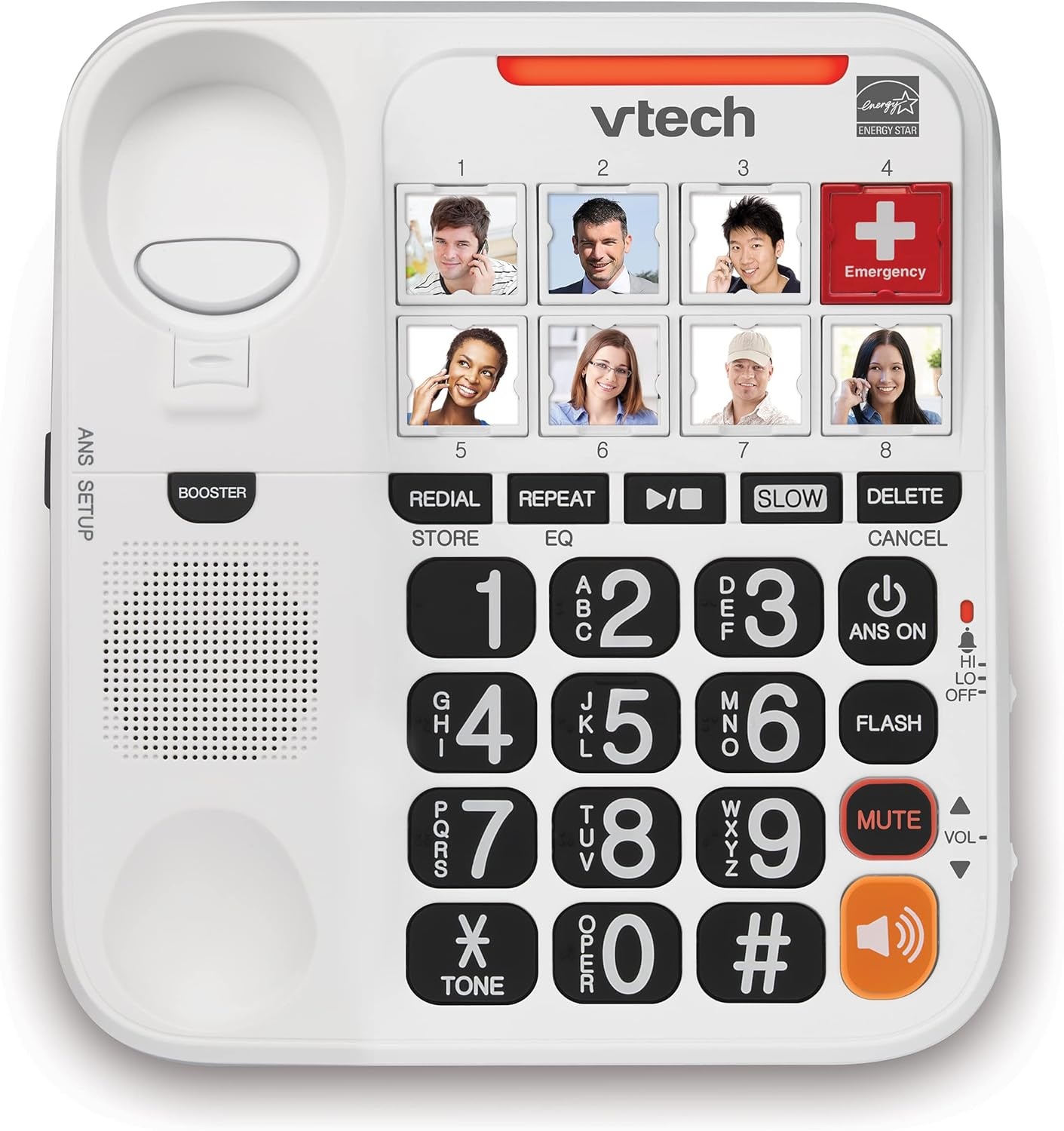 image:imageVTech SN1127 Amplified Corded Senior Phone with Answering Machine 8 Photo Speed Dial 90dB Loud Ringer Big ButtonsCordedSN1127