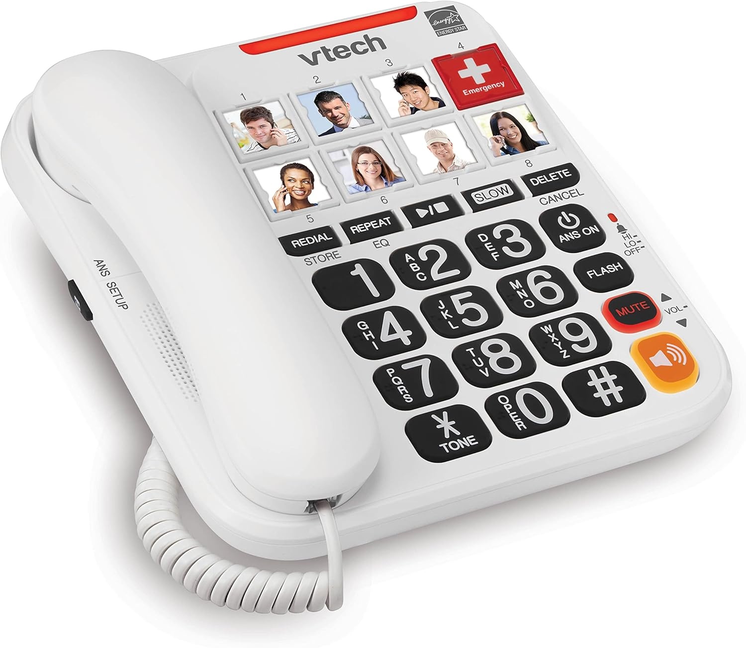 image:imageVTech SN1127 Amplified Corded Senior Phone with Answering Machine 8 Photo Speed Dial 90dB Loud Ringer Big ButtonsCordedSN1127
