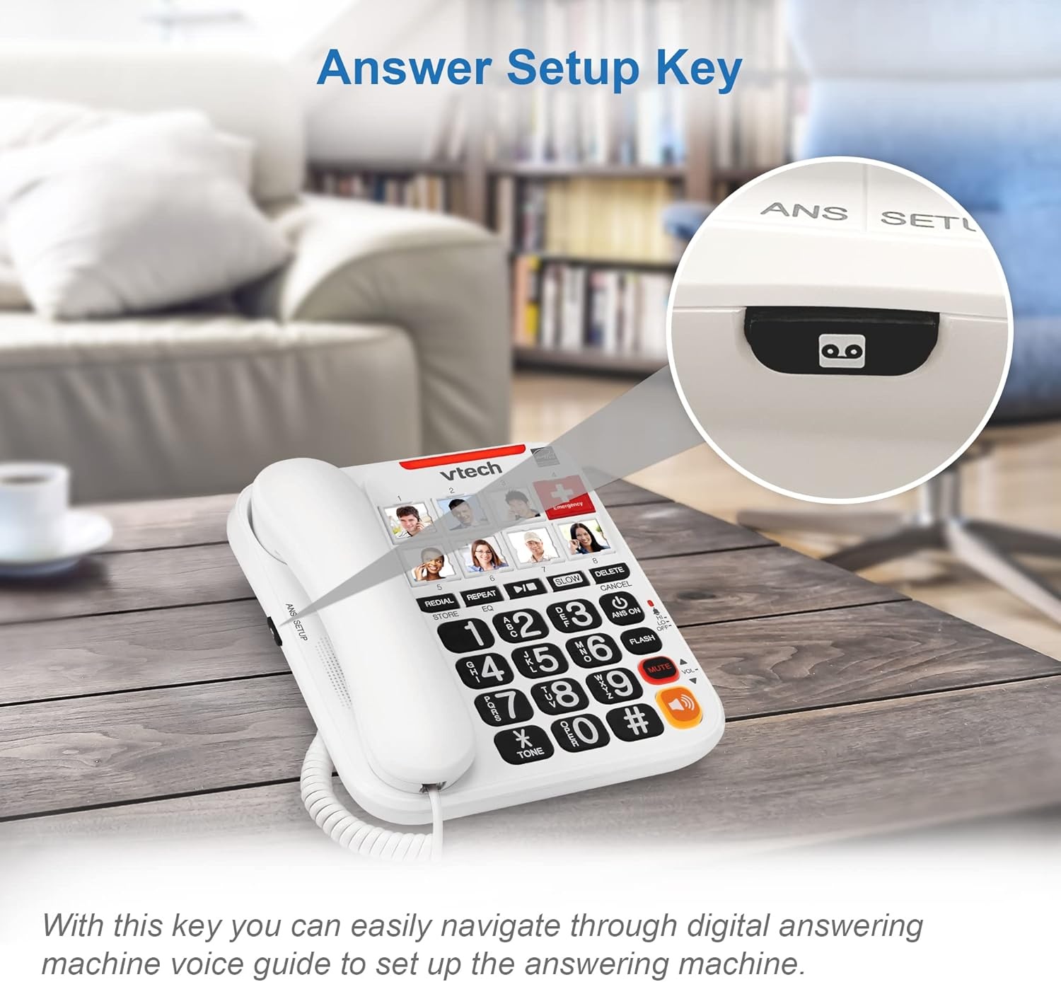 image:imageVTech SN1127 Amplified Corded Senior Phone with Answering Machine 8 Photo Speed Dial 90dB Loud Ringer Big ButtonsCordedSN1127