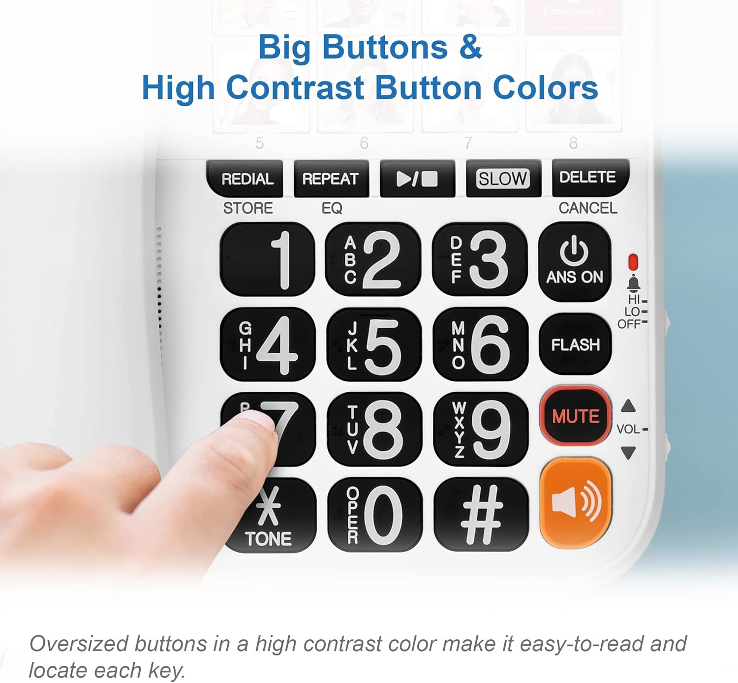 image:imageVTech SN1127 Amplified Corded Senior Phone with Answering Machine 8 Photo Speed Dial 90dB Loud Ringer Big ButtonsCordedSN1127