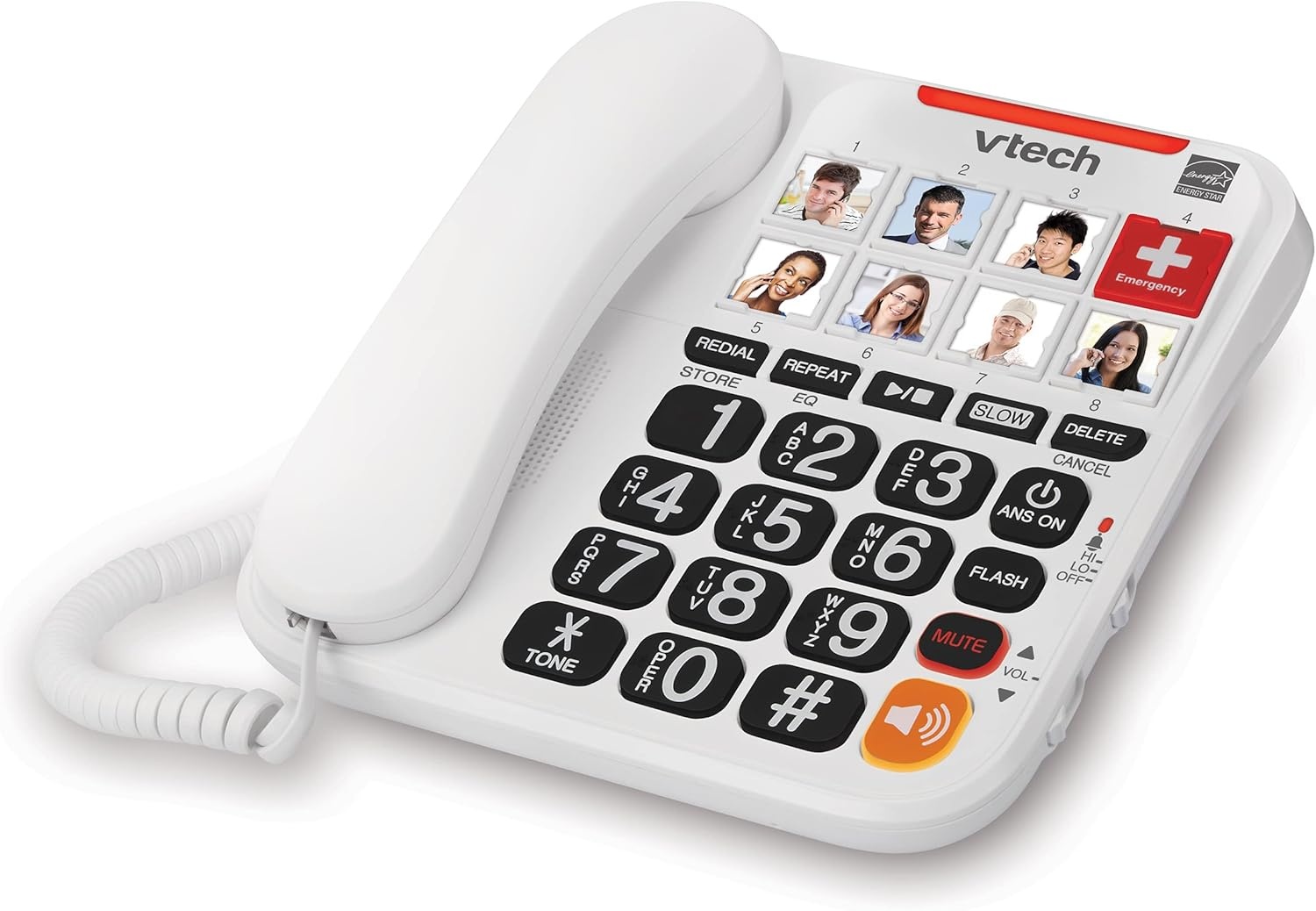 image:imageVTech SN1127 Amplified Corded Senior Phone with Answering Machine 8 Photo Speed Dial 90dB Loud Ringer Big ButtonsCordedSN1127