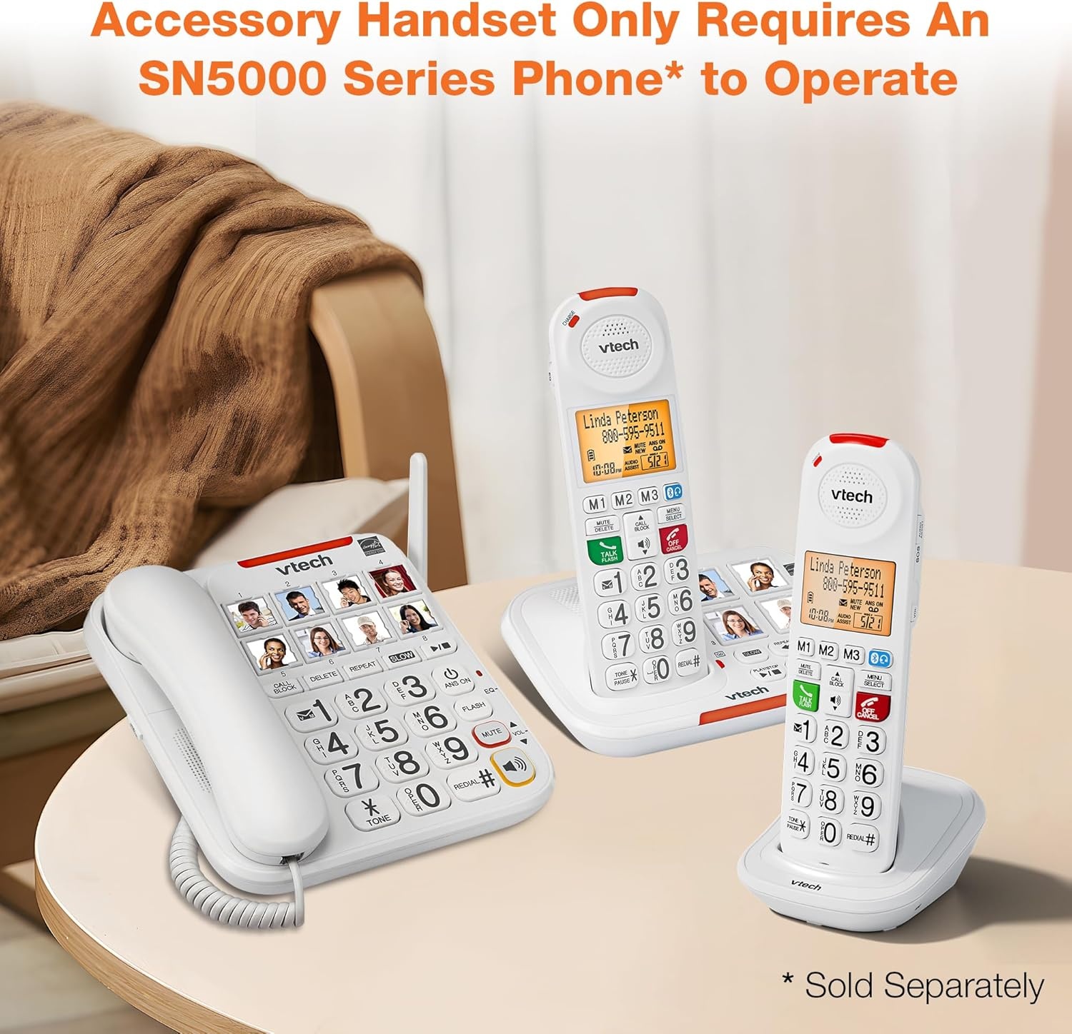 image:imageVTech SN1127 Amplified Corded Senior Phone with Answering Machine 8 Photo Speed Dial 90dB Loud Ringer Big ButtonsCordlessAdditional Handset