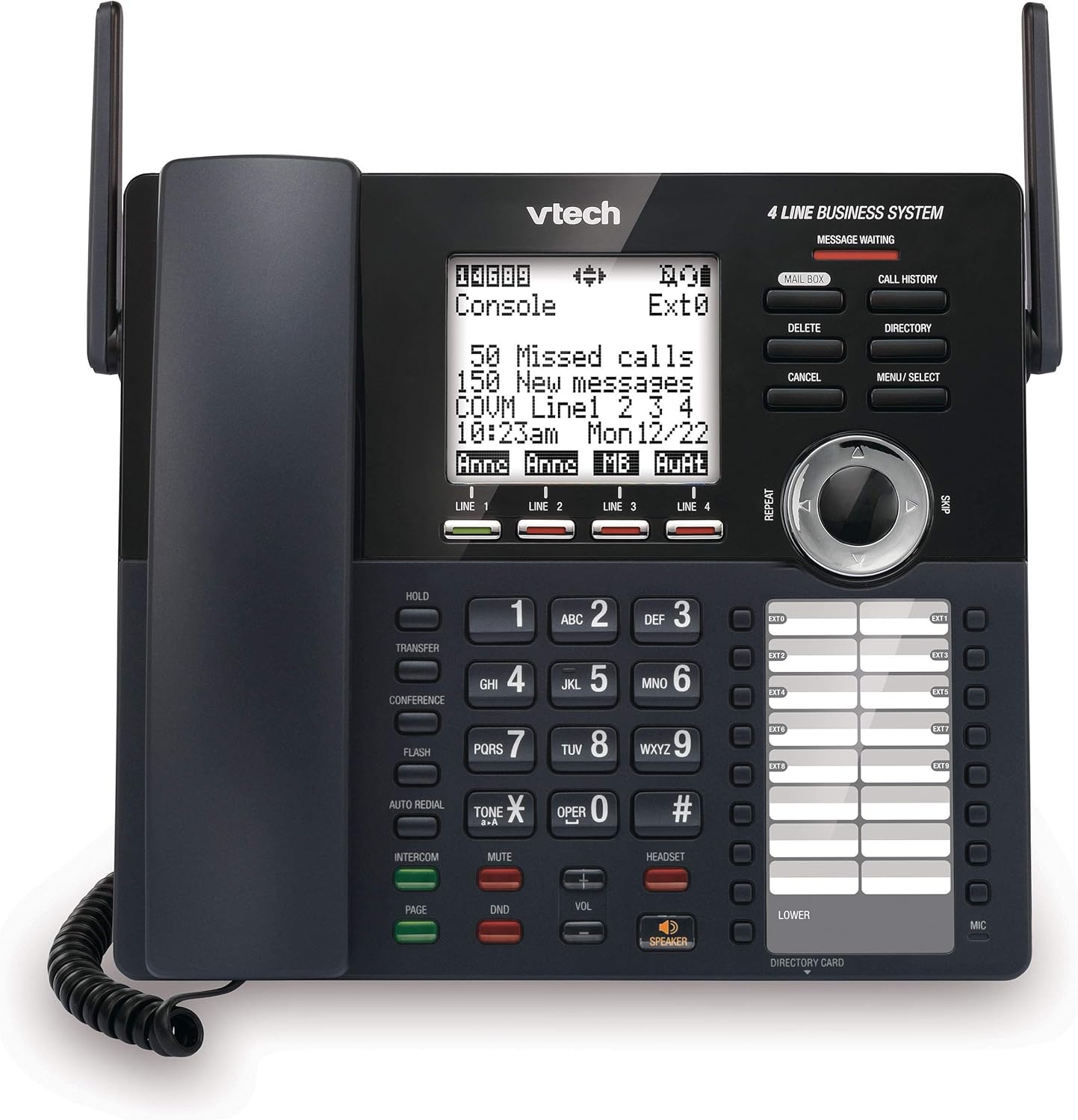 image:imageBundle of VTech AM18447 4 AM18047 4Line Expandable Small Business Office Phone System with Answering Machine Intercom Auto Attendant amp Music on Hold