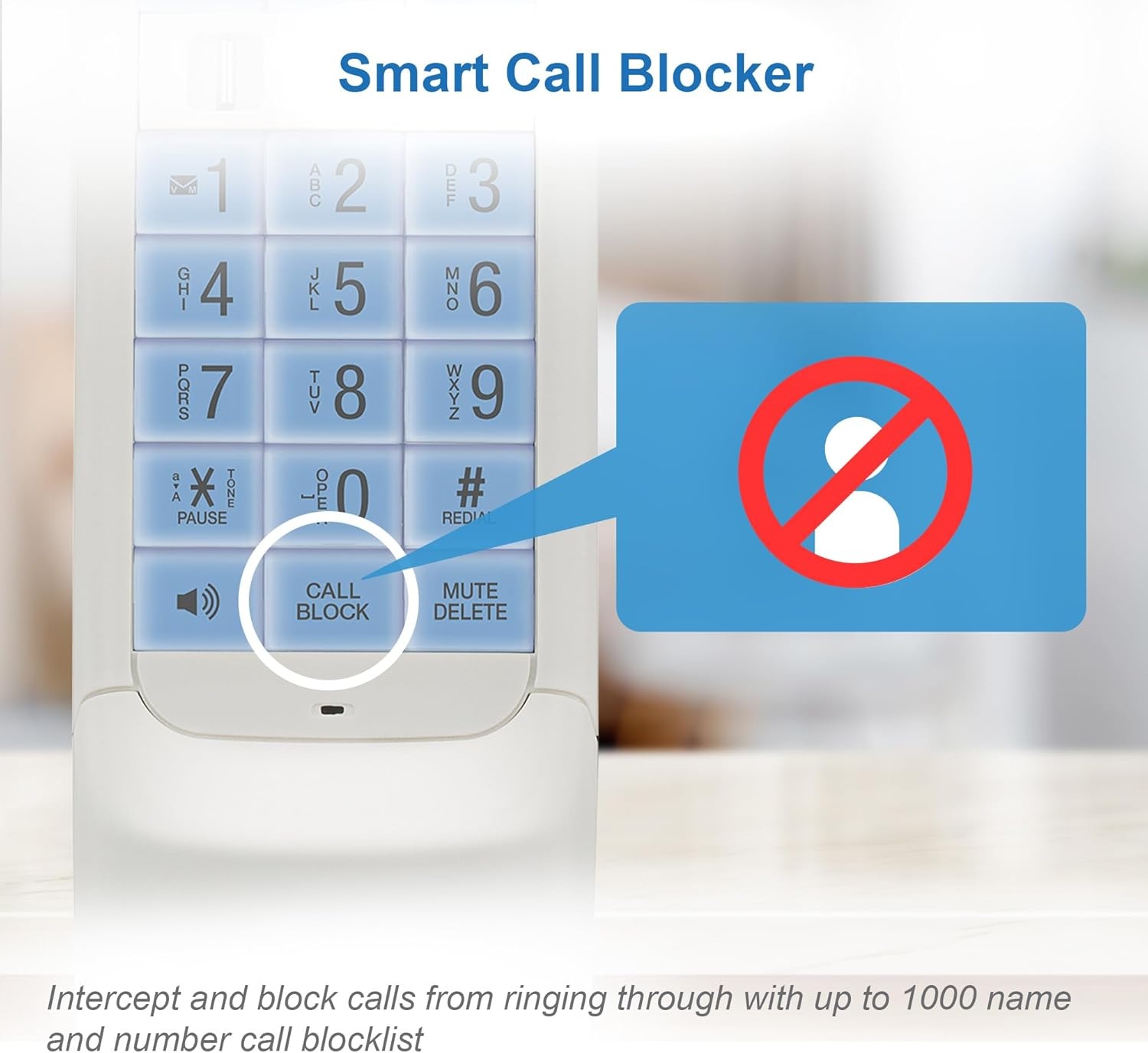 image:imageVTECH VS12216 RetroDesign Cordless Phone Bluetooth Connect to Cell Call Blocker Answering System FullDuplex SpeakerphoneBlack