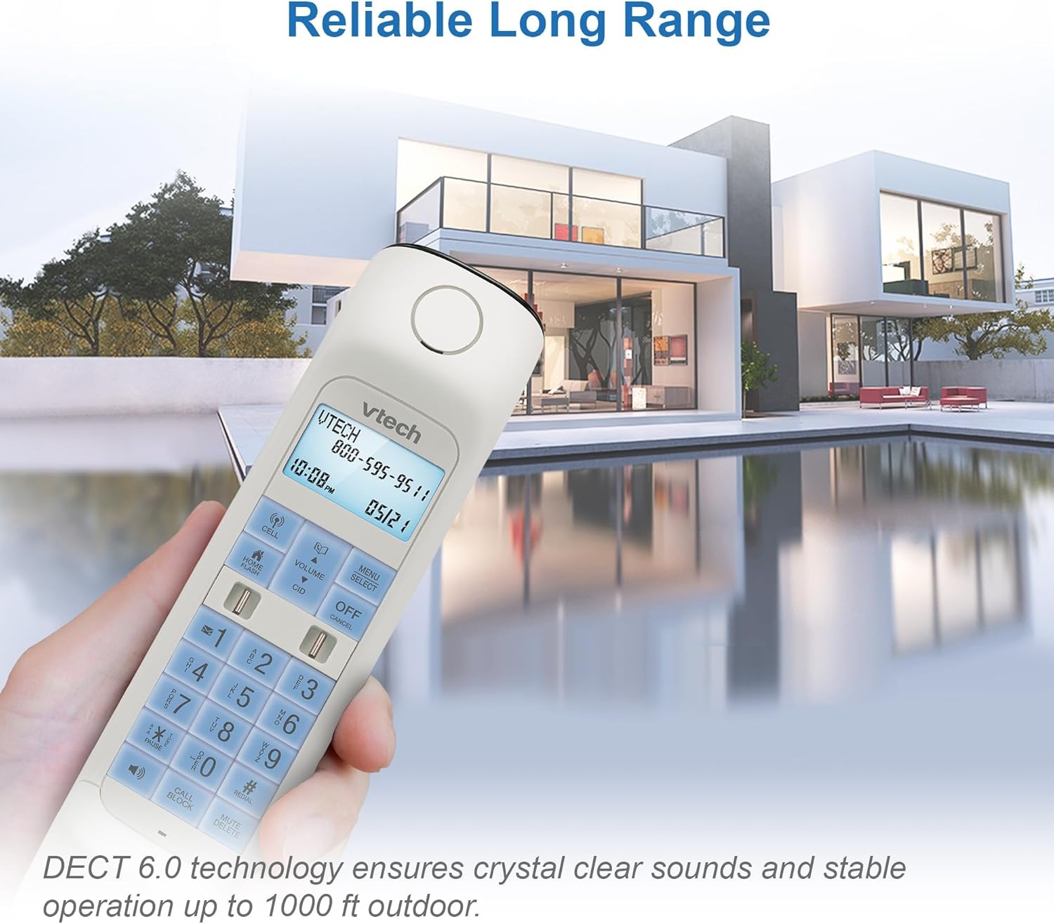 image:imageVTECH VS12216 RetroDesign Cordless Phone Bluetooth Connect to Cell Call Blocker Answering System FullDuplex SpeakerphoneBlack