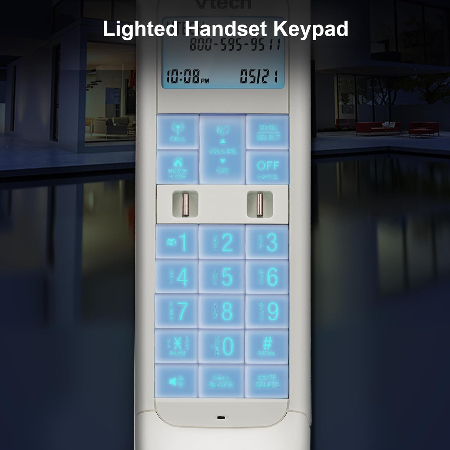image:imageVTECH VS12216 RetroDesign Cordless Phone Bluetooth Connect to Cell Call Blocker Answering System FullDuplex SpeakerphoneBlack