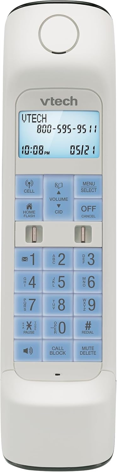 image:imageVTECH VS12216 RetroDesign Cordless Phone Bluetooth Connect to Cell Call Blocker Answering System FullDuplex SpeakerphoneBlack