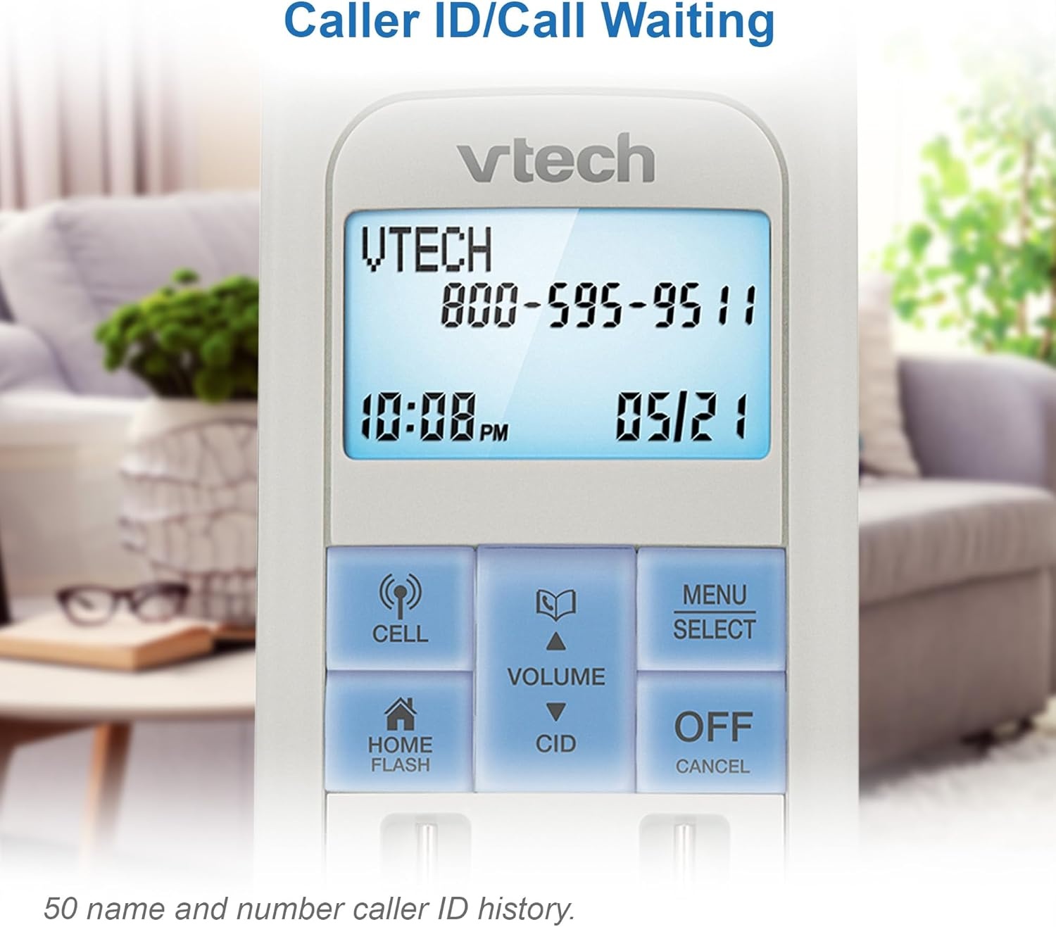 image:imageVTECH VS12216 RetroDesign Cordless Phone Bluetooth Connect to Cell Call Blocker Answering System FullDuplex SpeakerphoneBlack