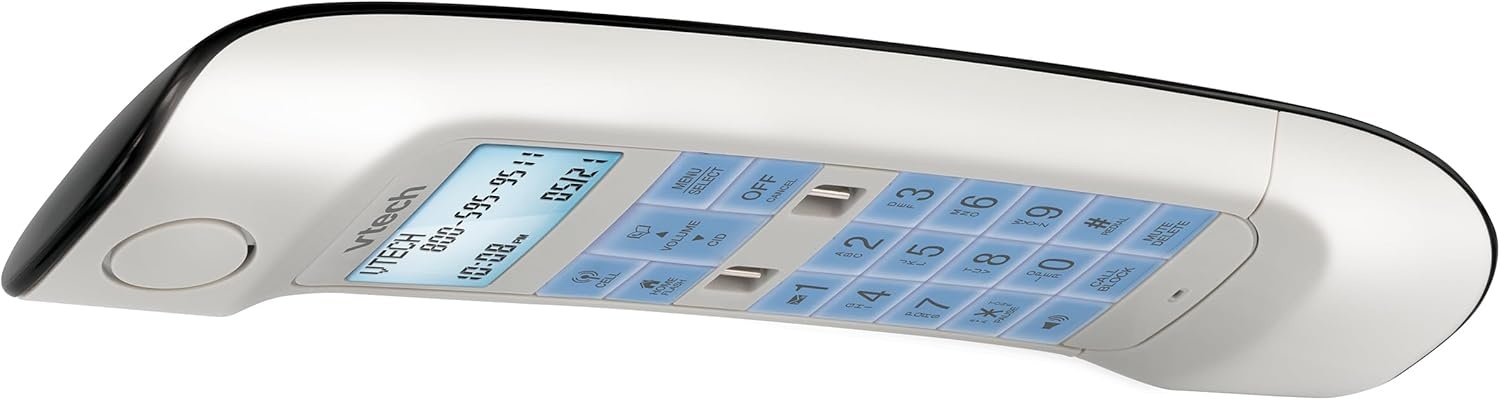 image:imageVTECH VS12216 RetroDesign Cordless Phone Bluetooth Connect to Cell Call Blocker Answering System FullDuplex SpeakerphoneBlack