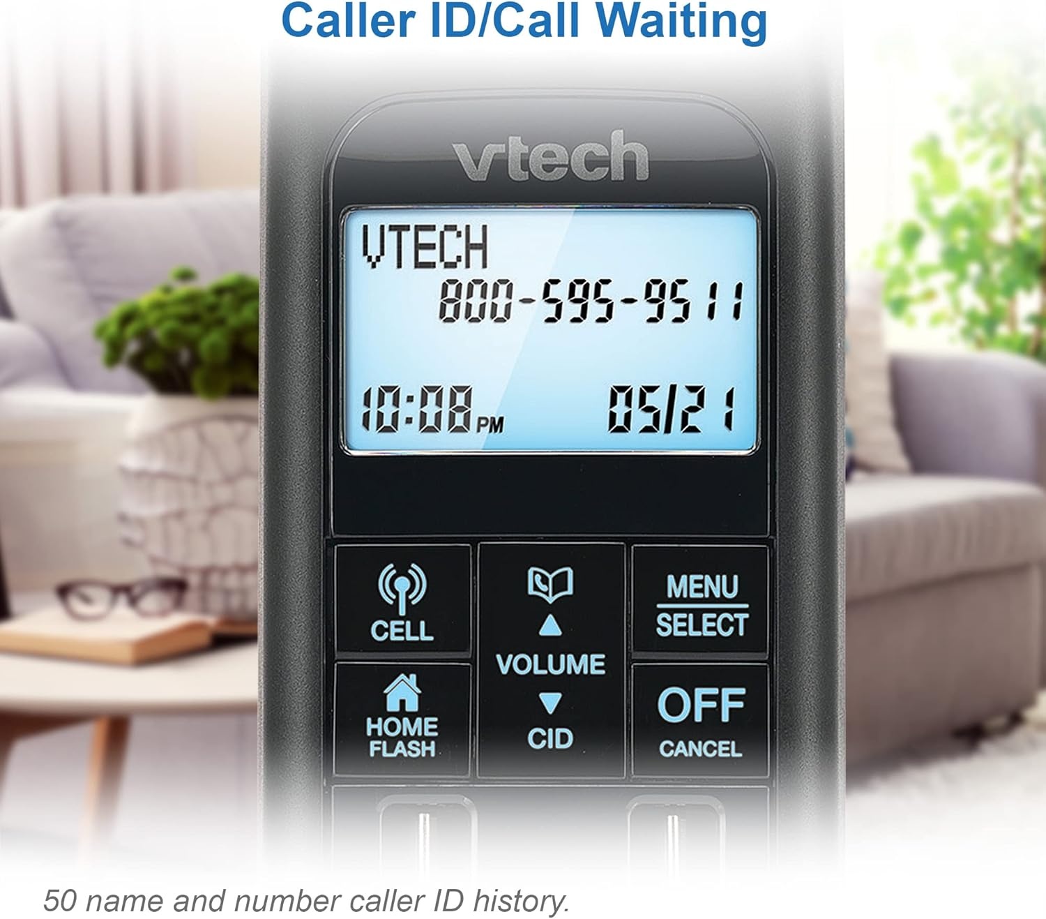 image:imageVTECH VS12216 RetroDesign Cordless Phone Bluetooth Connect to Cell Call Blocker Answering System FullDuplex SpeakerphoneRed