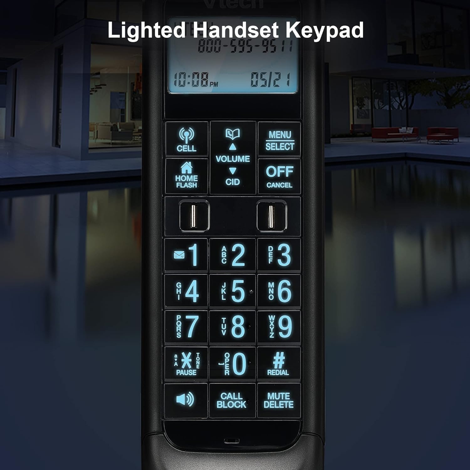 image:imageVTECH VS12216 RetroDesign Cordless Phone Bluetooth Connect to Cell Call Blocker Answering System FullDuplex SpeakerphoneRed