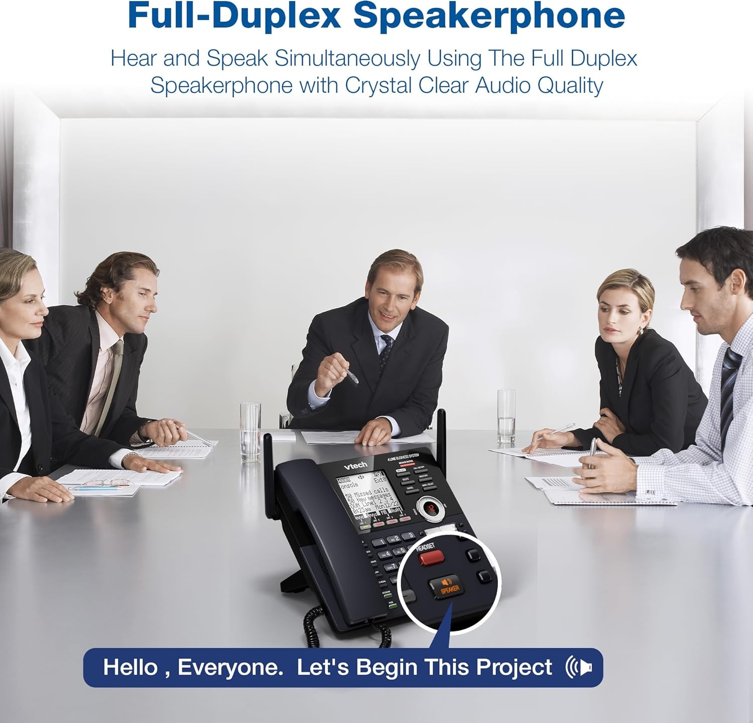 image:imageVTech AM18447 Main Console 4Line Small Business Phone System Expandable to 10 Stations Digital Answering Machine Auto Attendant Intercom amp Custom Music on Hold BlackMain Console Black