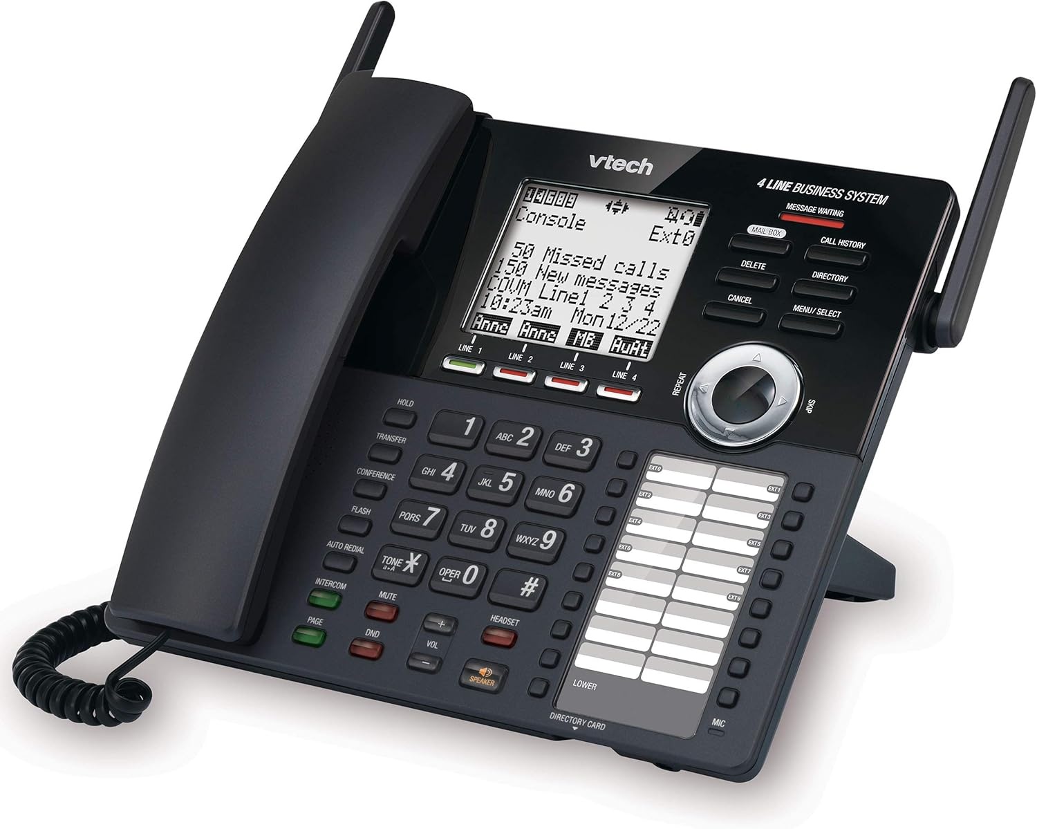 image:imageVTech AM18447 Main Console 4Line Small Business Phone System Expandable to 10 Stations Digital Answering Machine Auto Attendant Intercom amp Custom Music on Hold BlackMain Console Black Pack of 2