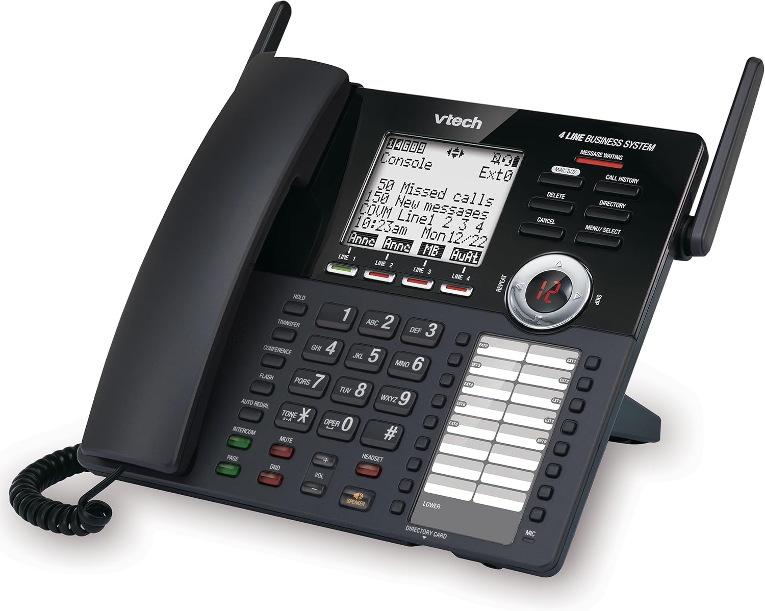 image:imageVTech AM18447 Main Console 4Line Small Business Phone System Expandable to 10 Stations Digital Answering Machine Auto Attendant Intercom amp Custom Music on Hold BlackMain Console Black