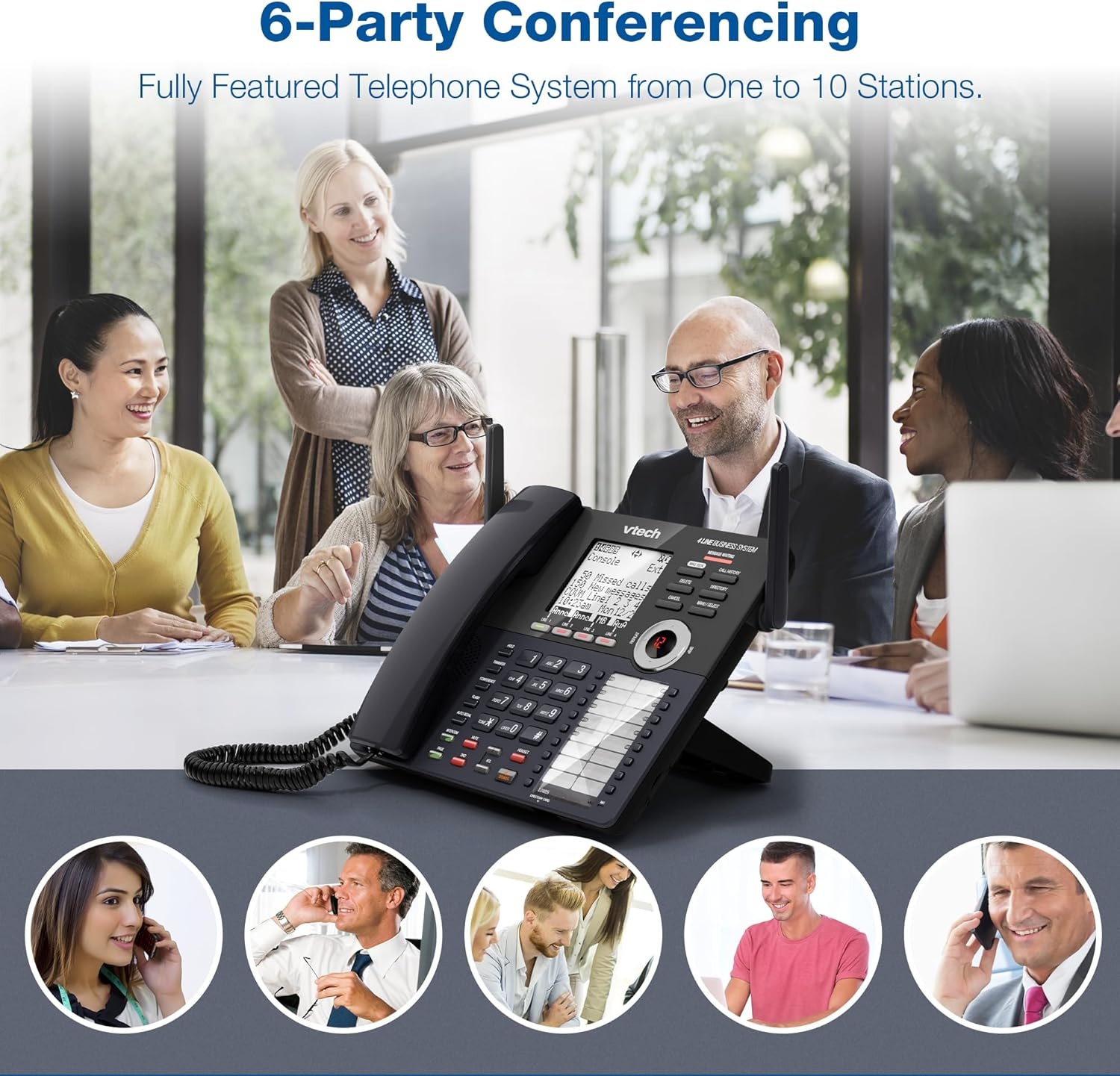 image:imageVTech AM18447 Main Console 4Line Small Business Phone System Expandable to 10 Stations Digital Answering Machine Auto Attendant Intercom amp Custom Music on Hold BlackMain Console Black