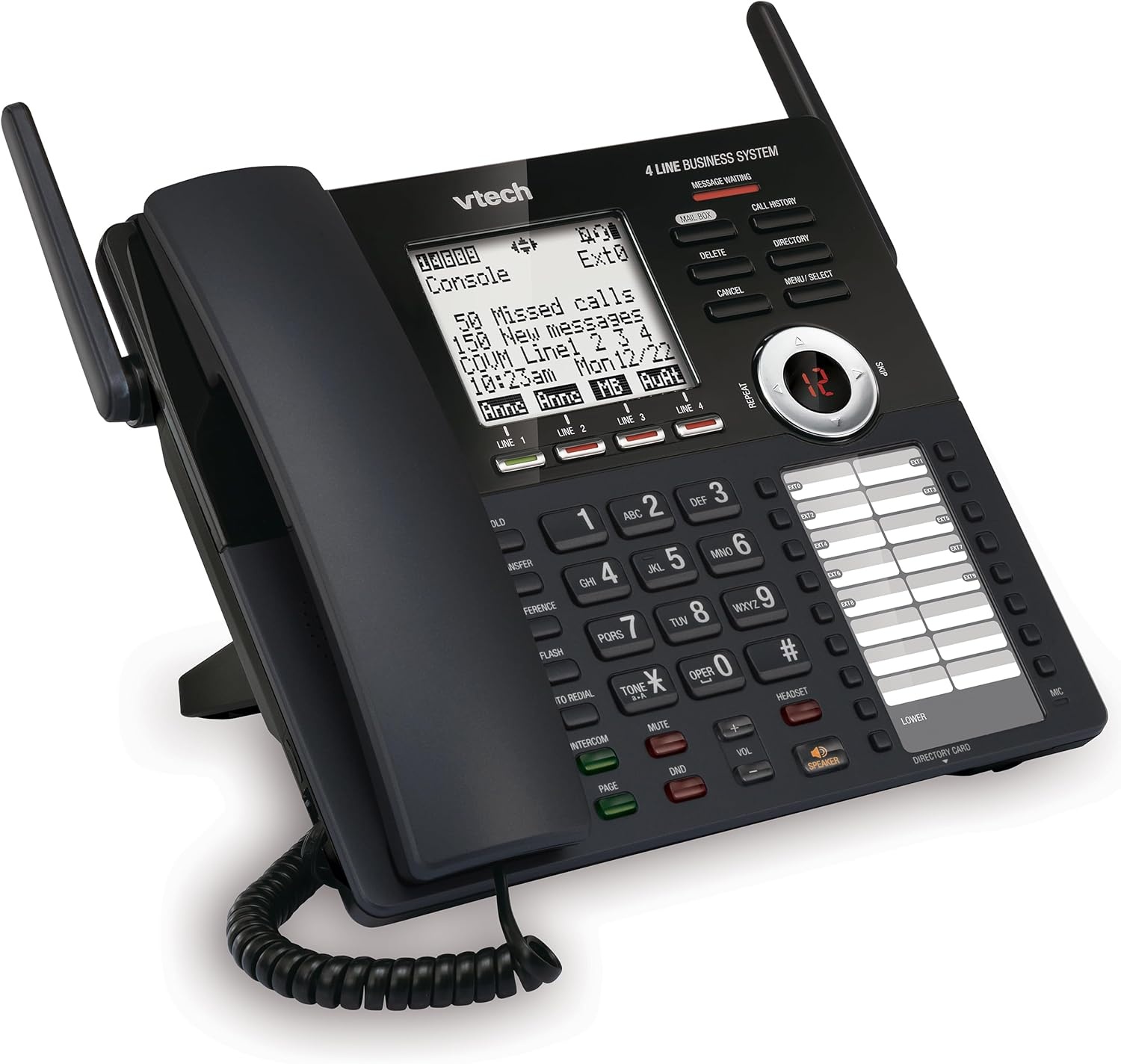 image:imageVTech AM18447 Main Console 4Line Small Business Phone System Expandable to 10 Stations Digital Answering Machine Auto Attendant Intercom amp Custom Music on Hold BlackMain Console Black