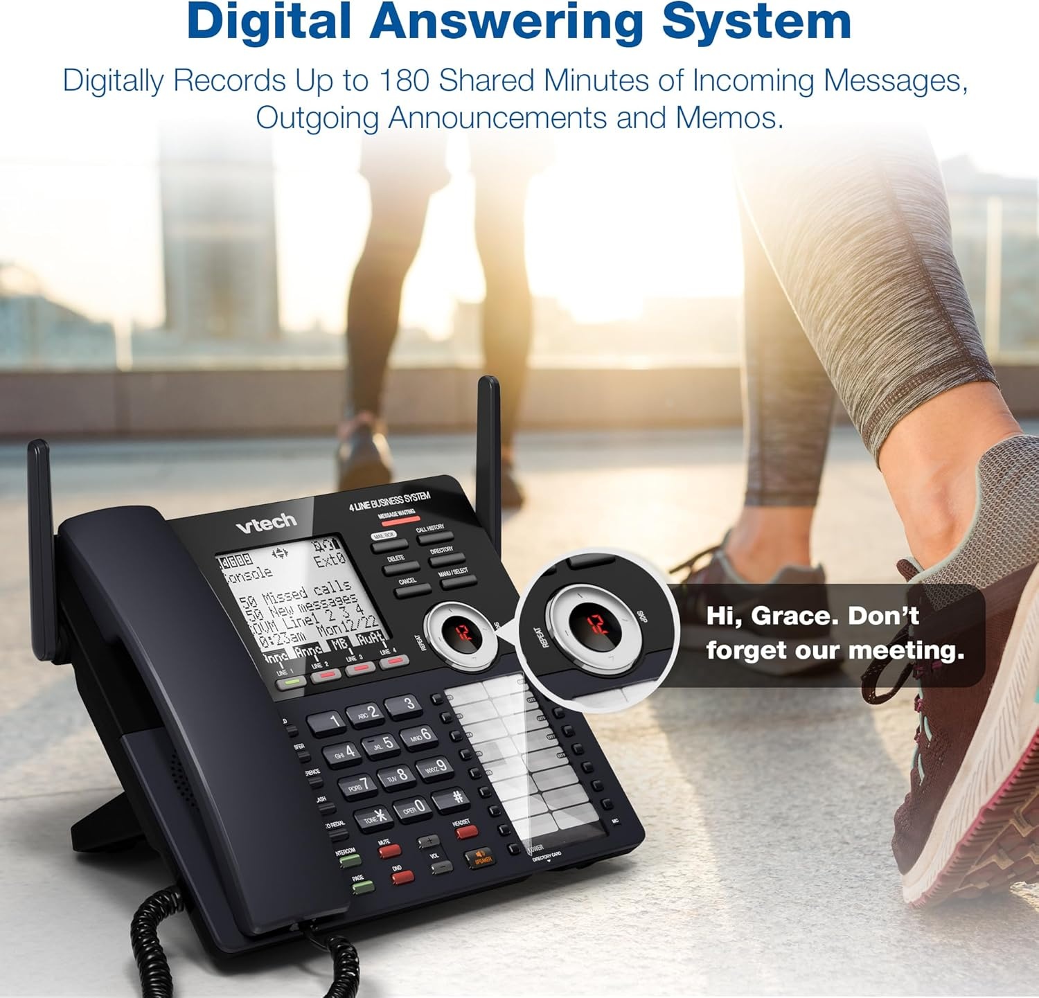 image:imageVTech AM18447 Main Console 4Line Small Business Phone System Expandable to 10 Stations Digital Answering Machine Auto Attendant Intercom amp Custom Music on Hold BlackMain Console Black