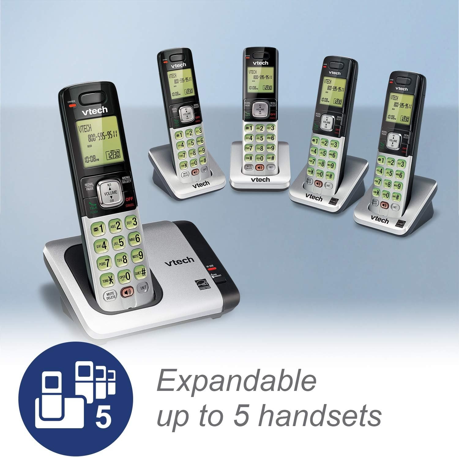 image:imageVTech CS6529 1Handset Cordless Phone with Answering Machine Caller IDCall Waiting DECT 60 Handset Speakerphone SilverBlack1 Handset Blue