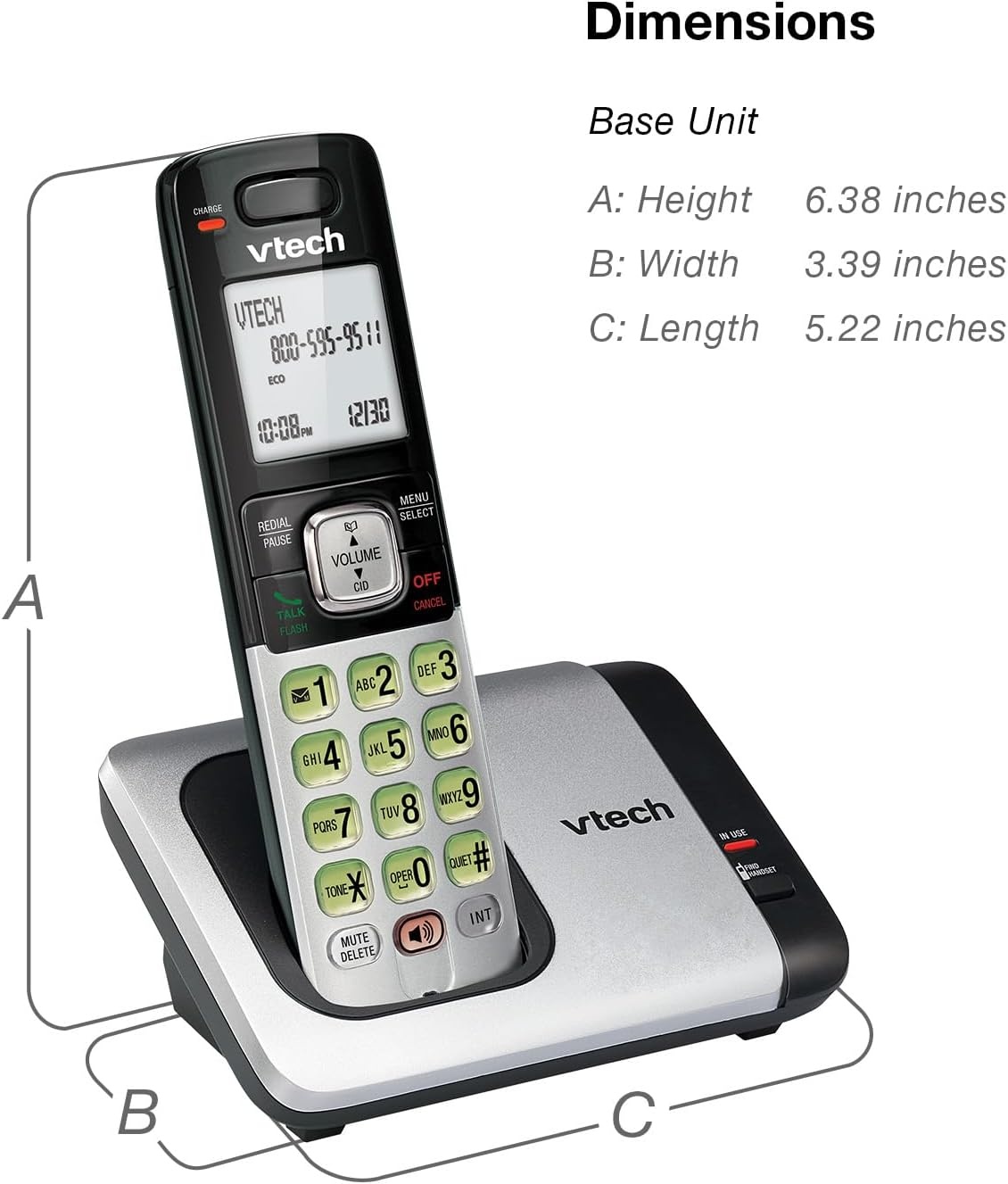 image:imageVTech CS6529 1Handset Cordless Phone with Answering Machine Caller IDCall Waiting DECT 60 Handset Speakerphone SilverBlack1 Handset Silver