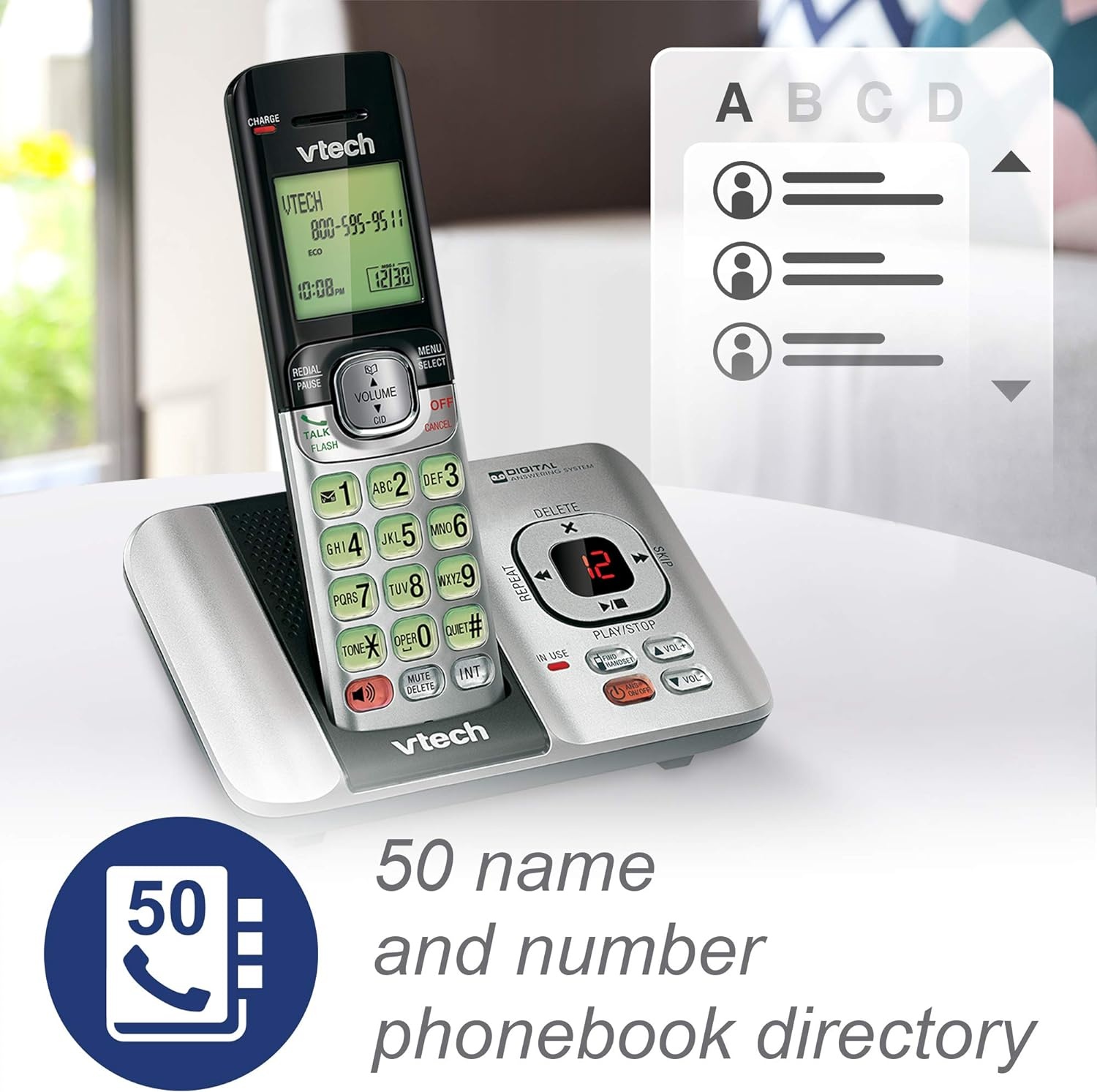 image:imageVTech CS6529 1Handset Cordless Phone with Answering Machine Caller IDCall Waiting DECT 60 Handset Speakerphone SilverBlack1 Handset Silver