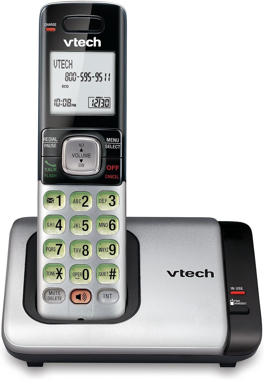 image:imageVTech CS6529 1Handset Cordless Phone with Answering Machine Caller IDCall Waiting DECT 60 Handset Speakerphone SilverBlack1 Handset Silver