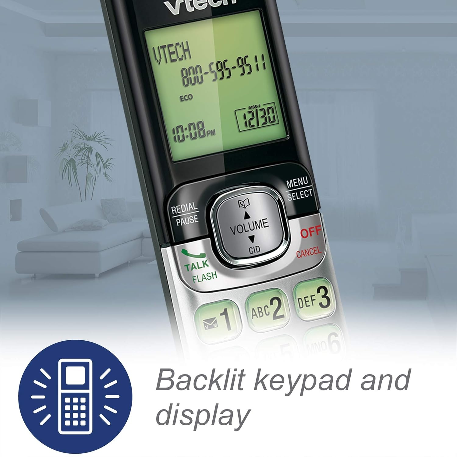 image:imageVTech CS6529 1Handset Cordless Phone with Answering Machine Caller IDCall Waiting DECT 60 Handset Speakerphone SilverBlack1 Handset Silver