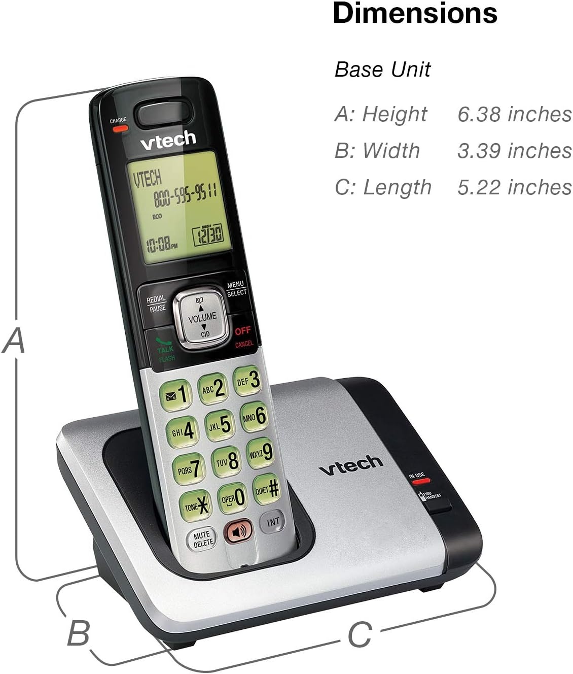 image:imageVTech CS6529 1Handset Cordless Phone with Answering Machine Caller IDCall Waiting DECT 60 Handset Speakerphone SilverBlack2 Handsets Silver