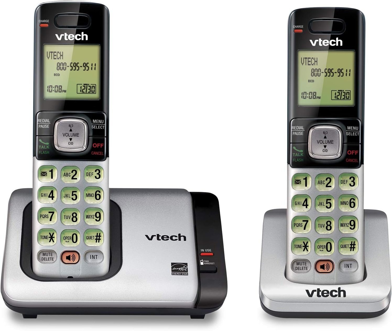 image:imageVTech CS6529 1Handset Cordless Phone with Answering Machine Caller IDCall Waiting DECT 60 Handset Speakerphone SilverBlack2 Handsets Silver