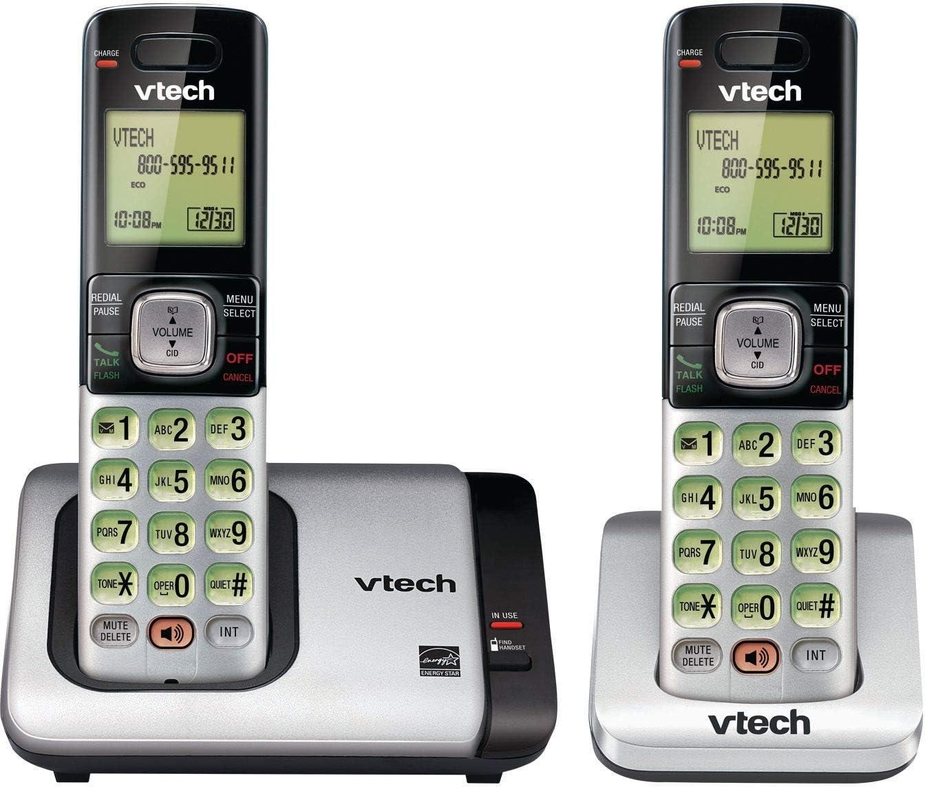 image:imageVTech CS6529 1Handset Cordless Phone with Answering Machine Caller IDCall Waiting DECT 60 Handset Speakerphone SilverBlack2 Handsets Silver