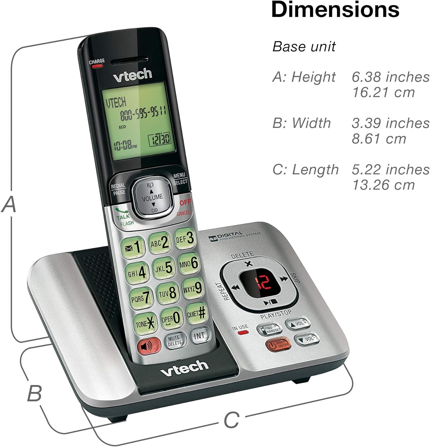 image:imageVTech CS6529 1Handset Cordless Phone with Answering Machine Caller IDCall Waiting DECT 60 Handset Speakerphone SilverBlack3 Handsets Silver