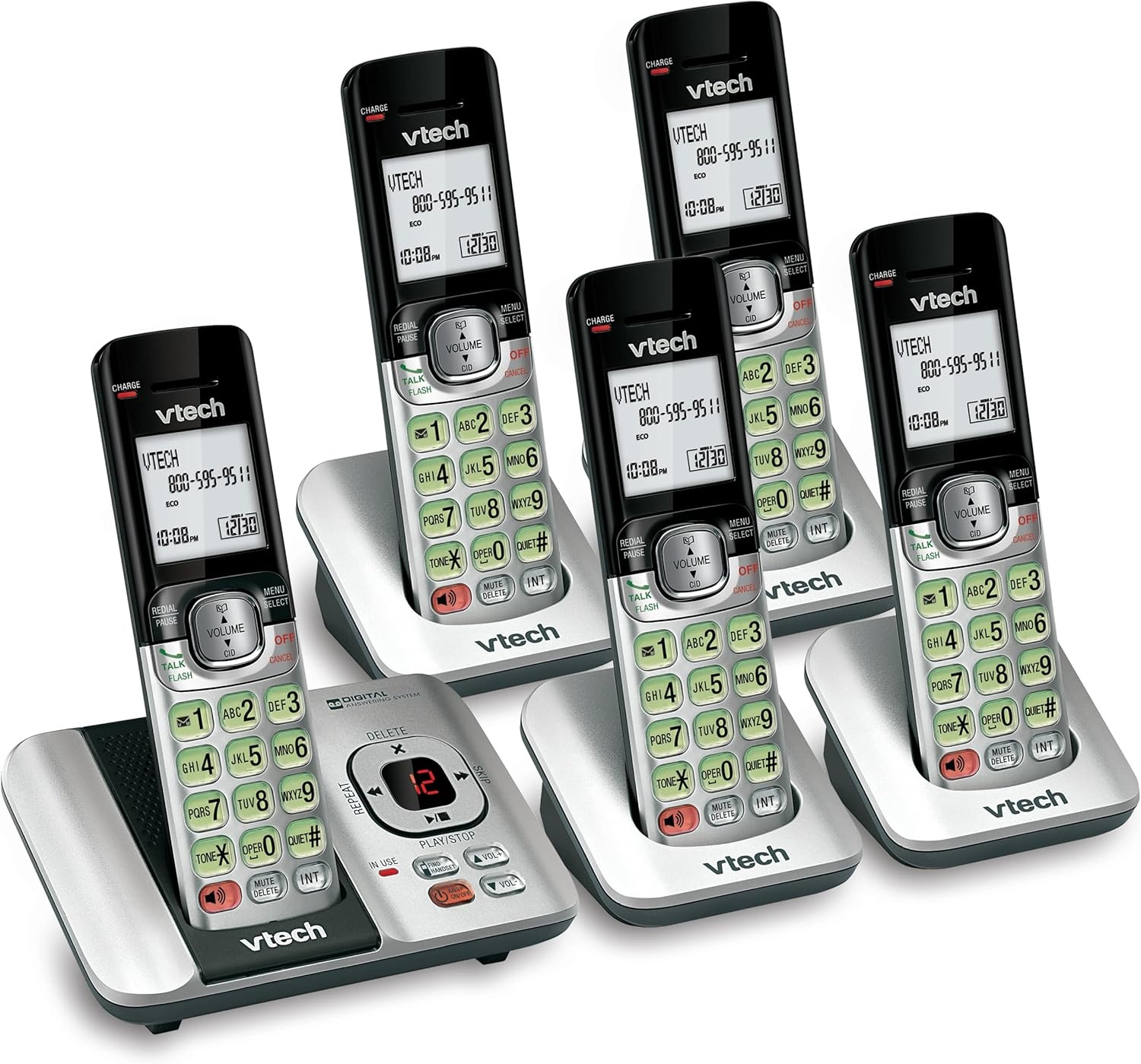 image:imageVTech CS6529 1Handset Cordless Phone with Answering Machine Caller IDCall Waiting DECT 60 Handset Speakerphone SilverBlackSilver