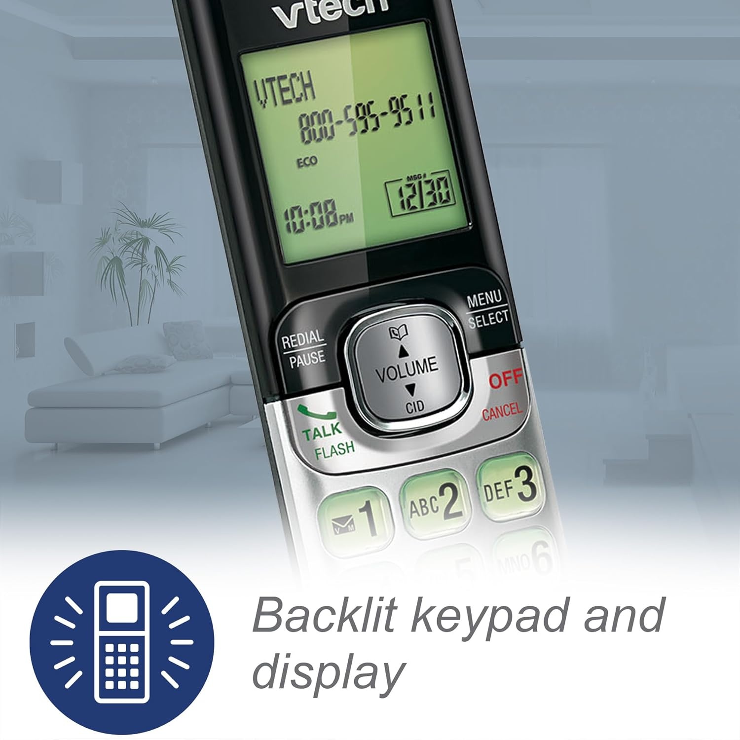 image:imageVTech CS6529 1Handset Cordless Phone with Answering Machine Caller IDCall Waiting DECT 60 Handset Speakerphone SilverBlackSilver