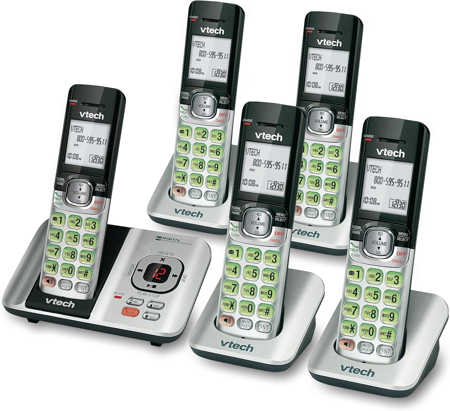 image:imageVTech CS6529 1Handset Cordless Phone with Answering Machine Caller IDCall Waiting DECT 60 Handset Speakerphone SilverBlackSilver