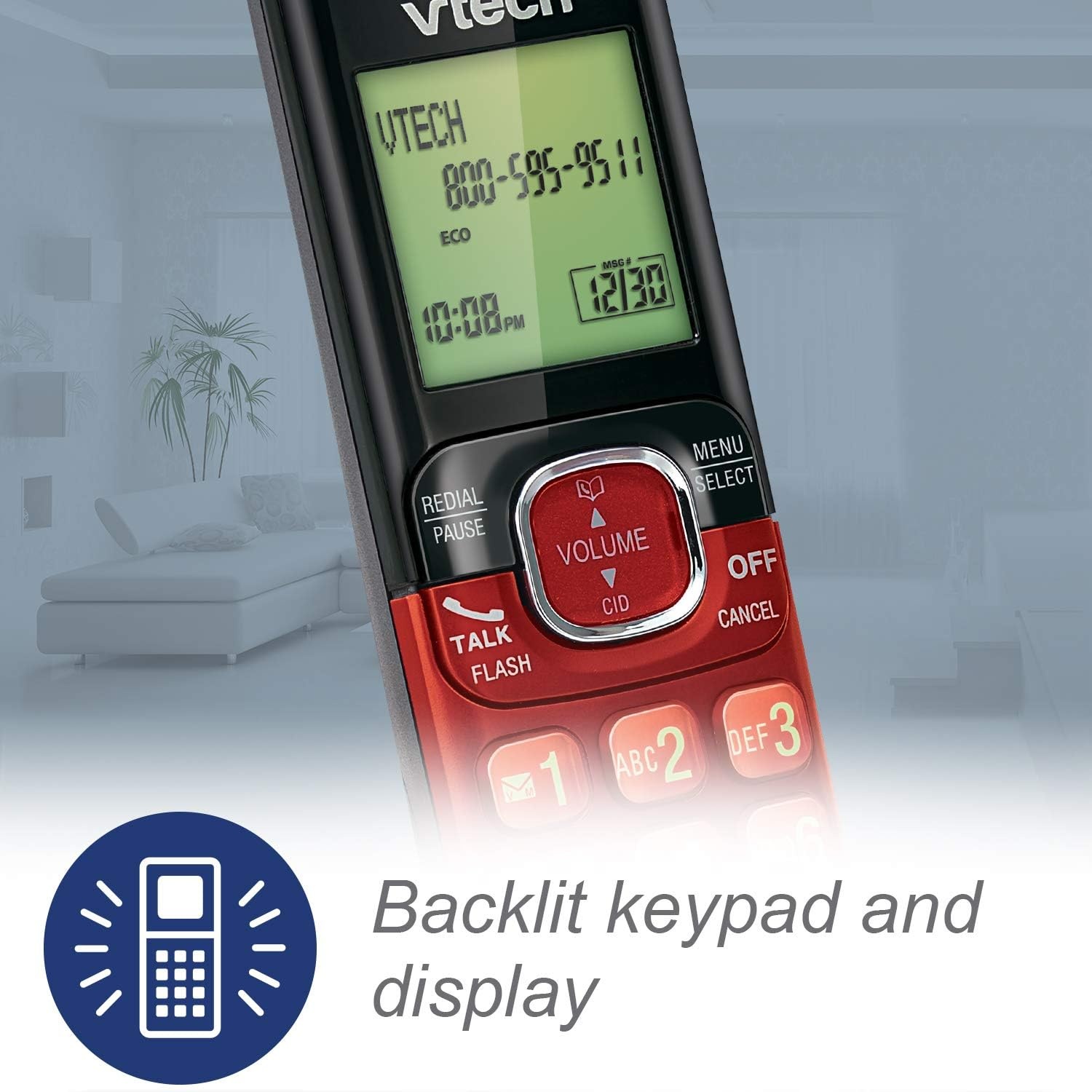 image:imageVTech CS652926 2Handset Cordless Phone with Answering Machine Caller IDCall Waiting DECT 60 Handset Speakerphone Red