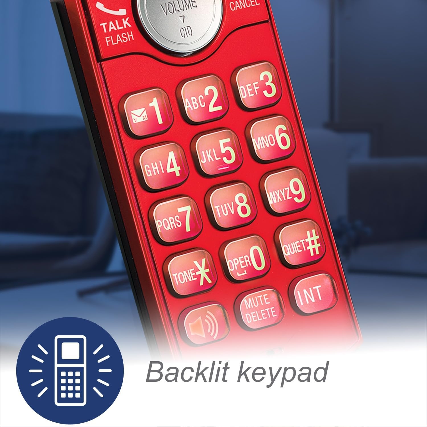 image:imageVTech CS691916 DECT 60 Cordless Phone Red Caller IDCall Waiting Stores 30 Calls Backlit Keypad amp Display Full Duplex Handset Speakerphone Wall MountableRed