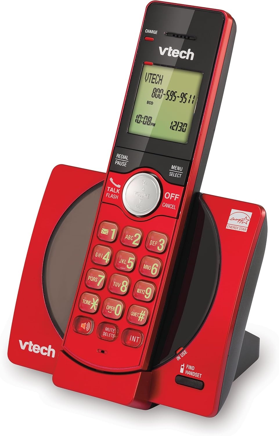image:imageVTech CS691916 DECT 60 Cordless Phone Red Caller IDCall Waiting Stores 30 Calls Backlit Keypad amp Display Full Duplex Handset Speakerphone Wall MountableRed