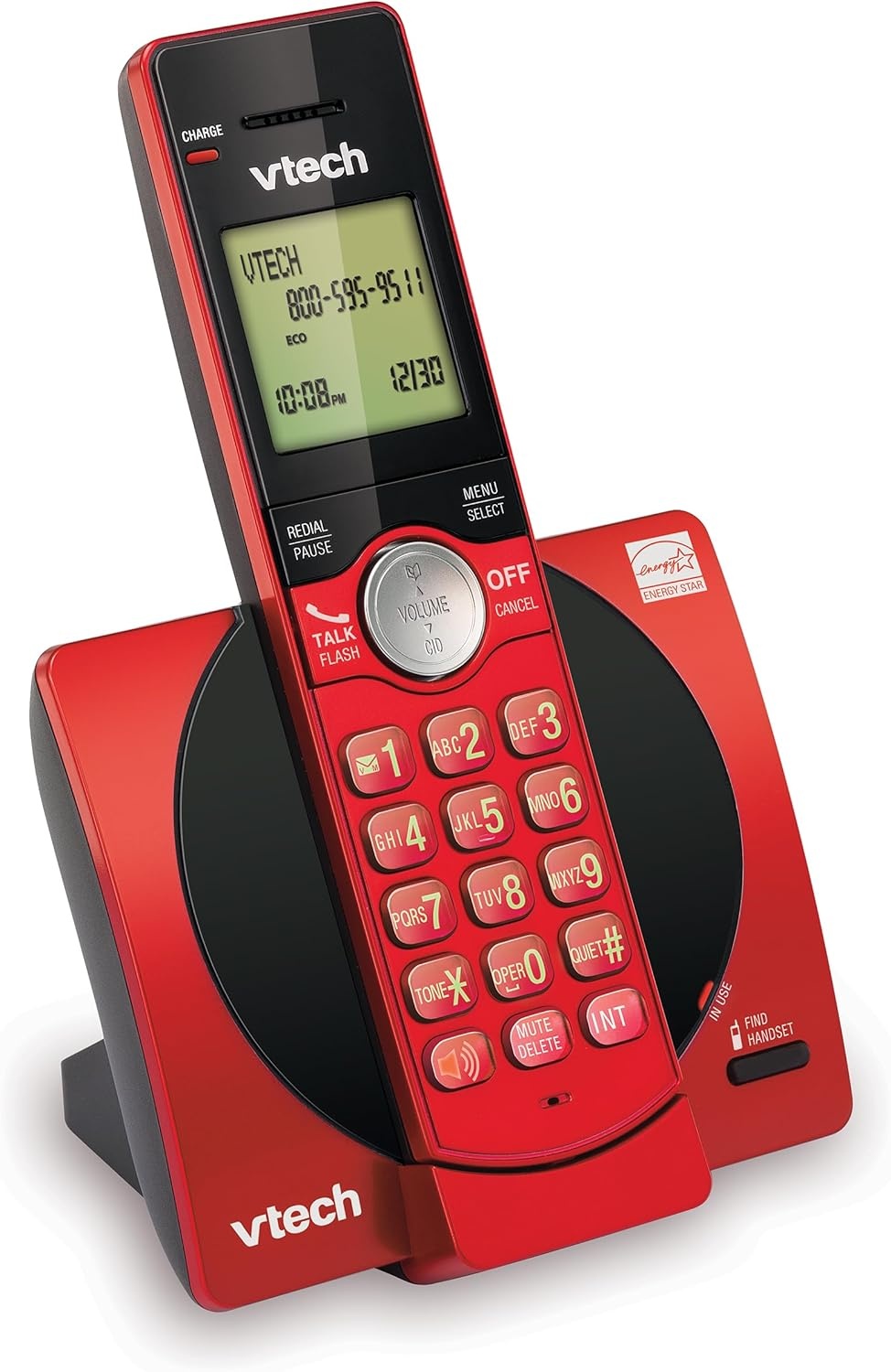 image:imageVTech CS691916 DECT 60 Cordless Phone Red Caller IDCall Waiting Stores 30 Calls Backlit Keypad amp Display Full Duplex Handset Speakerphone Wall MountableRed