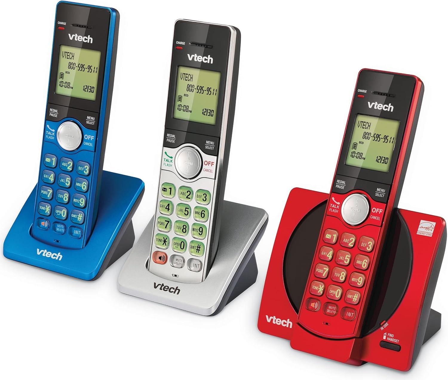 image:imageVTech CS691916 DECT 60 Cordless Phone Red Caller IDCall Waiting Stores 30 Calls Backlit Keypad amp Display Full Duplex Handset Speakerphone Wall MountableRedBlueSilverCaller ID