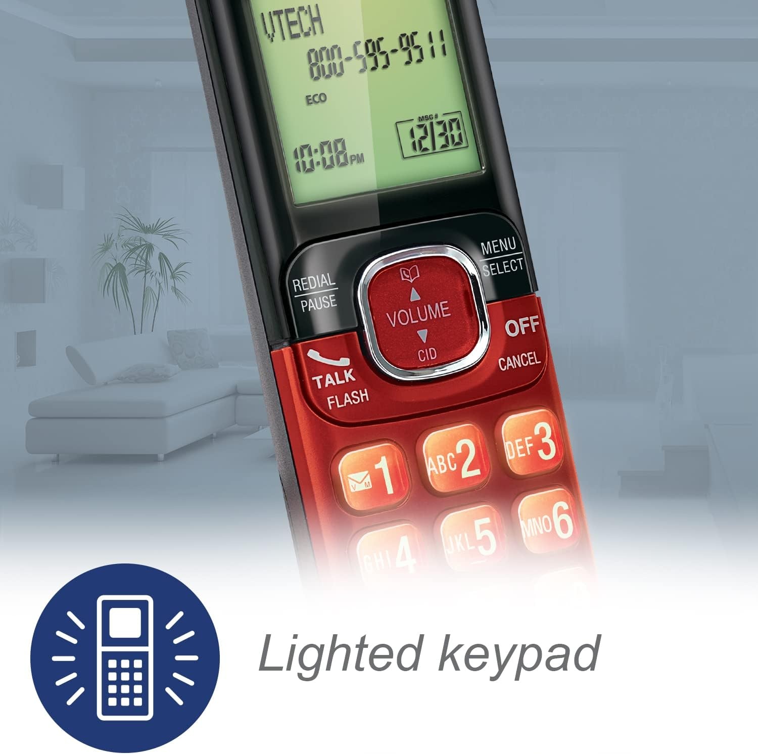 image:imageVTech CS691916 DECT 60 Cordless Phone Red Caller IDCall Waiting Stores 30 Calls Backlit Keypad amp Display Full Duplex Handset Speakerphone Wall MountableSilverBlueRedGreenCaller IDAnswering Machine