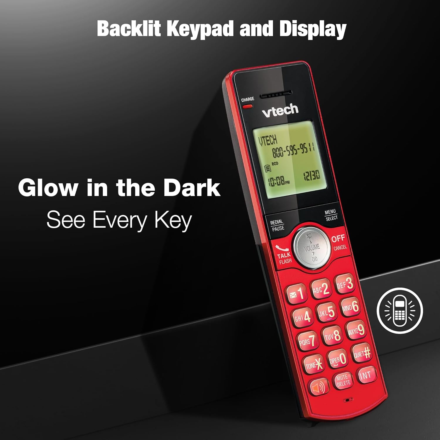 image:imageVTech CS691916 DECT 60 Cordless Phone Red Caller IDCall Waiting Stores 30 Calls Backlit Keypad amp Display Full Duplex Handset Speakerphone Wall MountableRedBlueSilverCaller ID