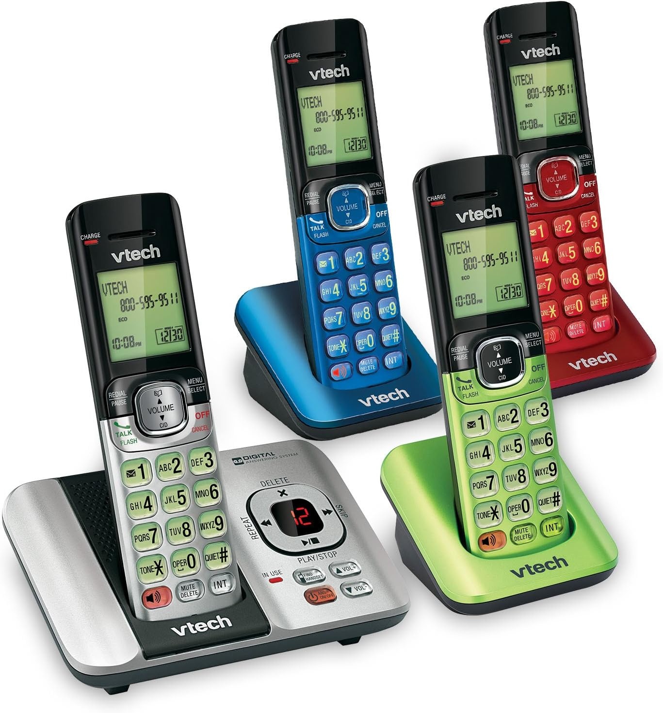 image:imageVTech CS691916 DECT 60 Cordless Phone Red Caller IDCall Waiting Stores 30 Calls Backlit Keypad amp Display Full Duplex Handset Speakerphone Wall MountableSilverBlueRedGreenCaller IDAnswering Machine