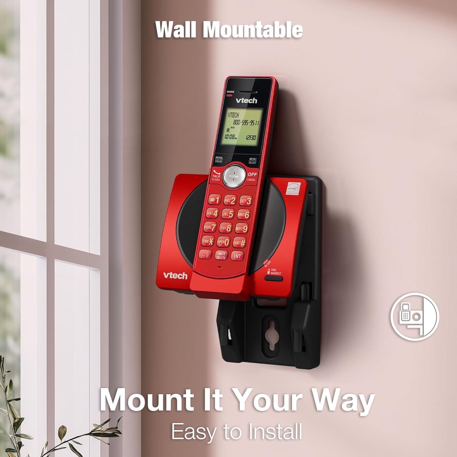 image:imageVTech CS691916 DECT 60 Cordless Phone Red Caller IDCall Waiting Stores 30 Calls Backlit Keypad amp Display Full Duplex Handset Speakerphone Wall MountableRedBlueSilverCaller ID